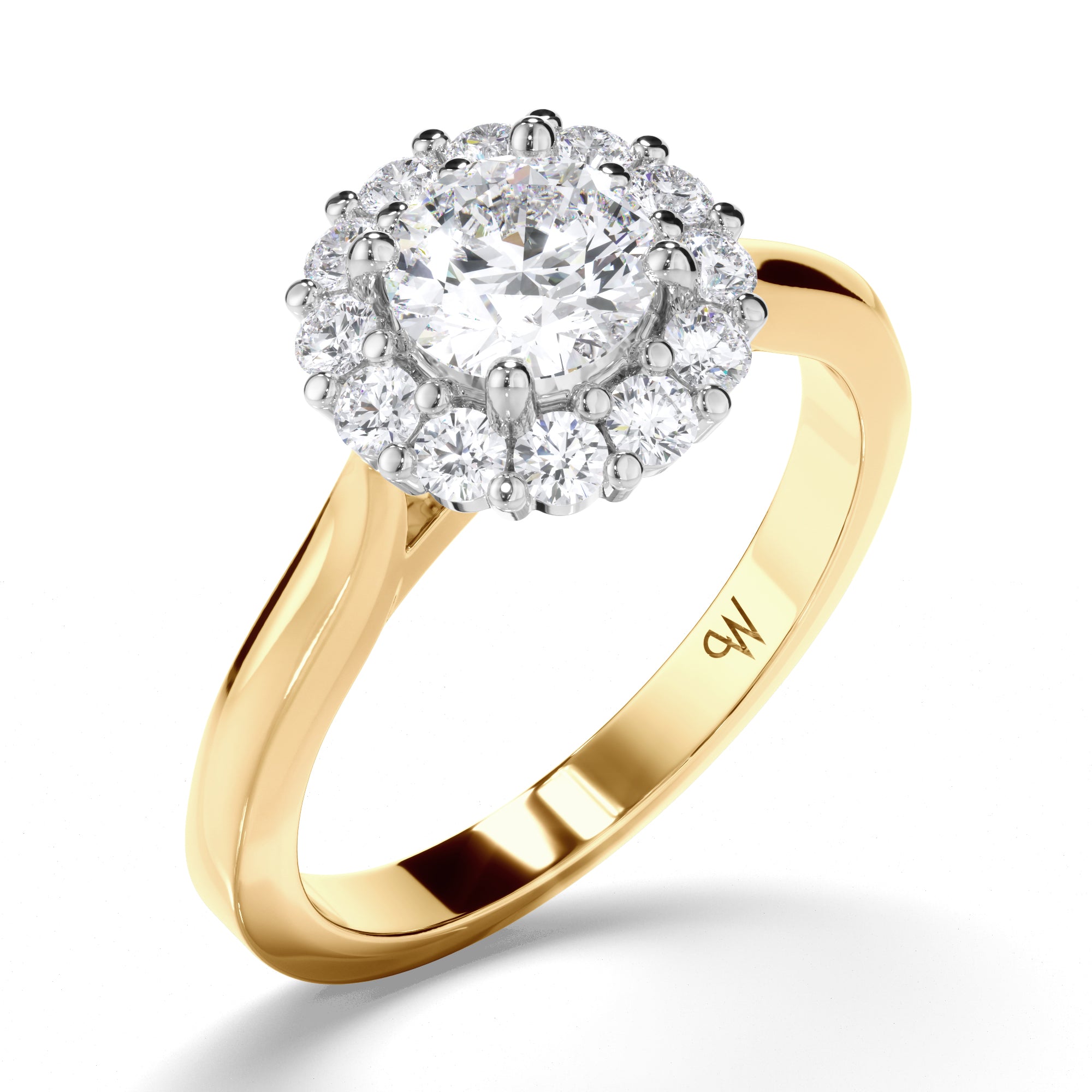 Round Diamond Engagement Ring with Cut Claw Halo