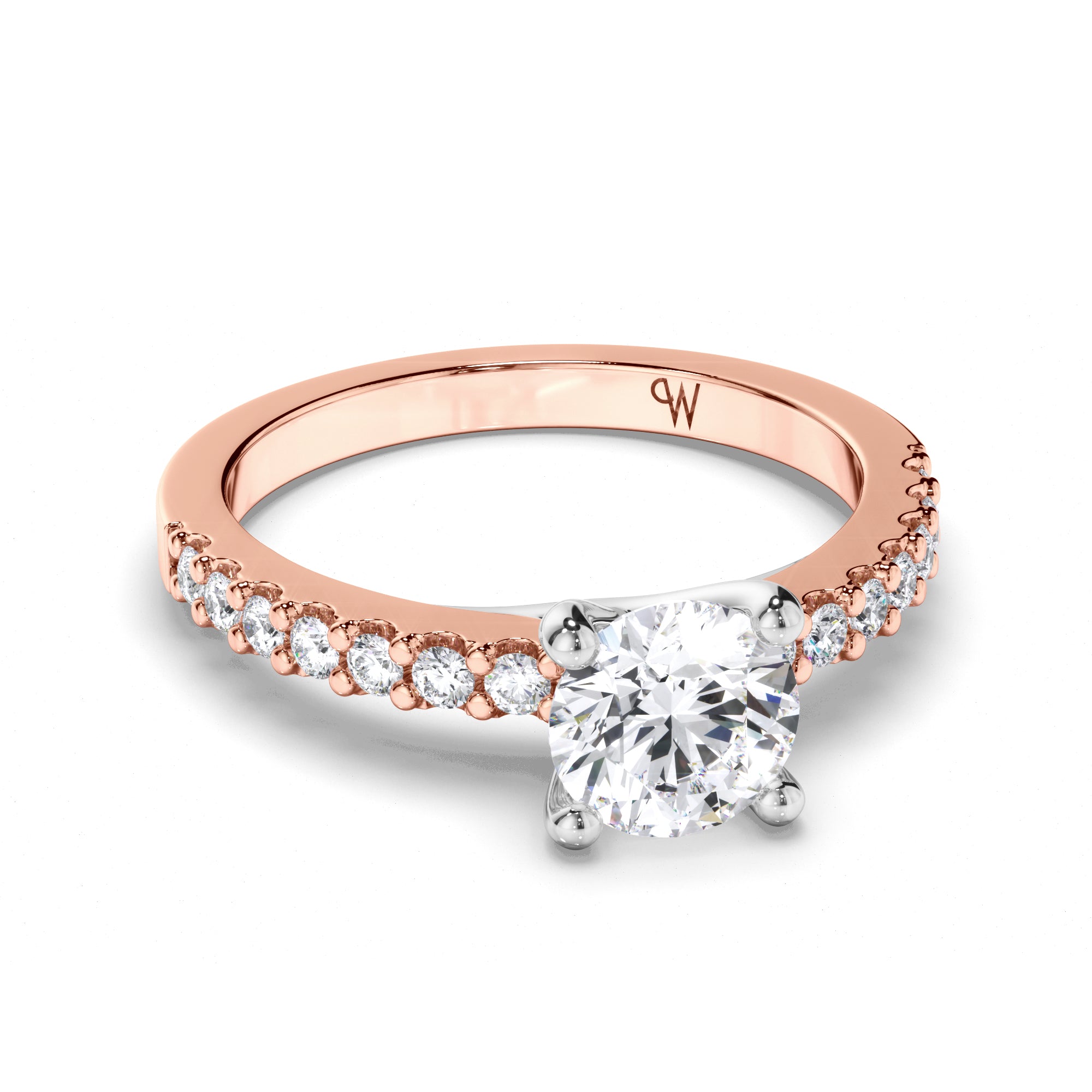Round Diamond Engagement Ring with Cut Claw Band