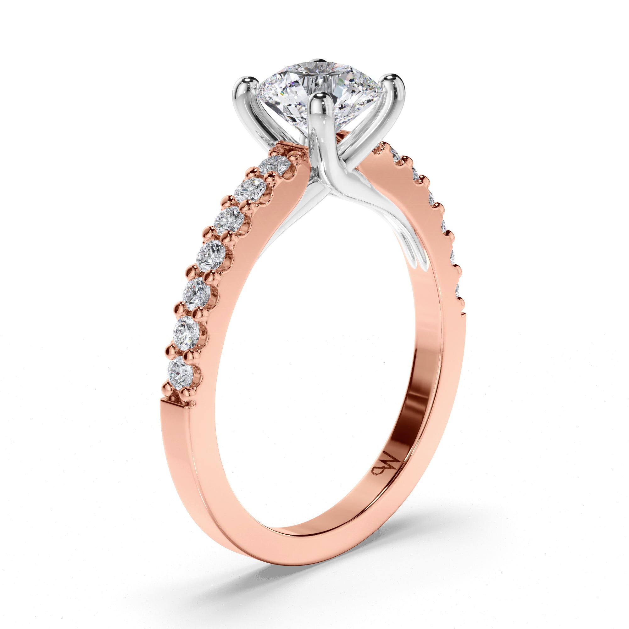 Round Diamond Engagement Ring with Cut Claw Band
