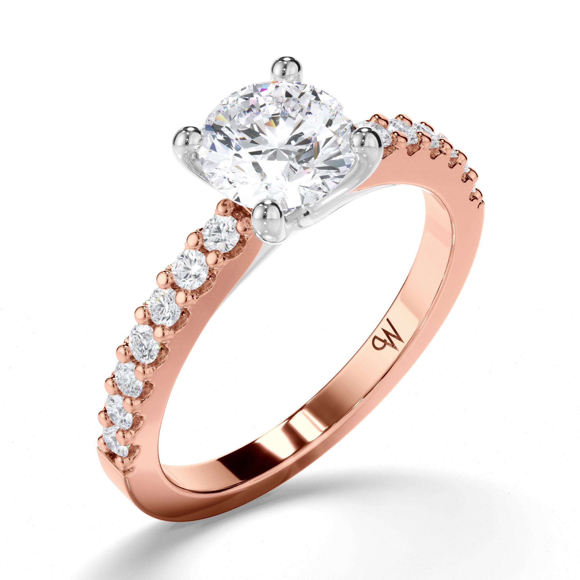 Round Diamond Engagement Ring with Cut Claw Band