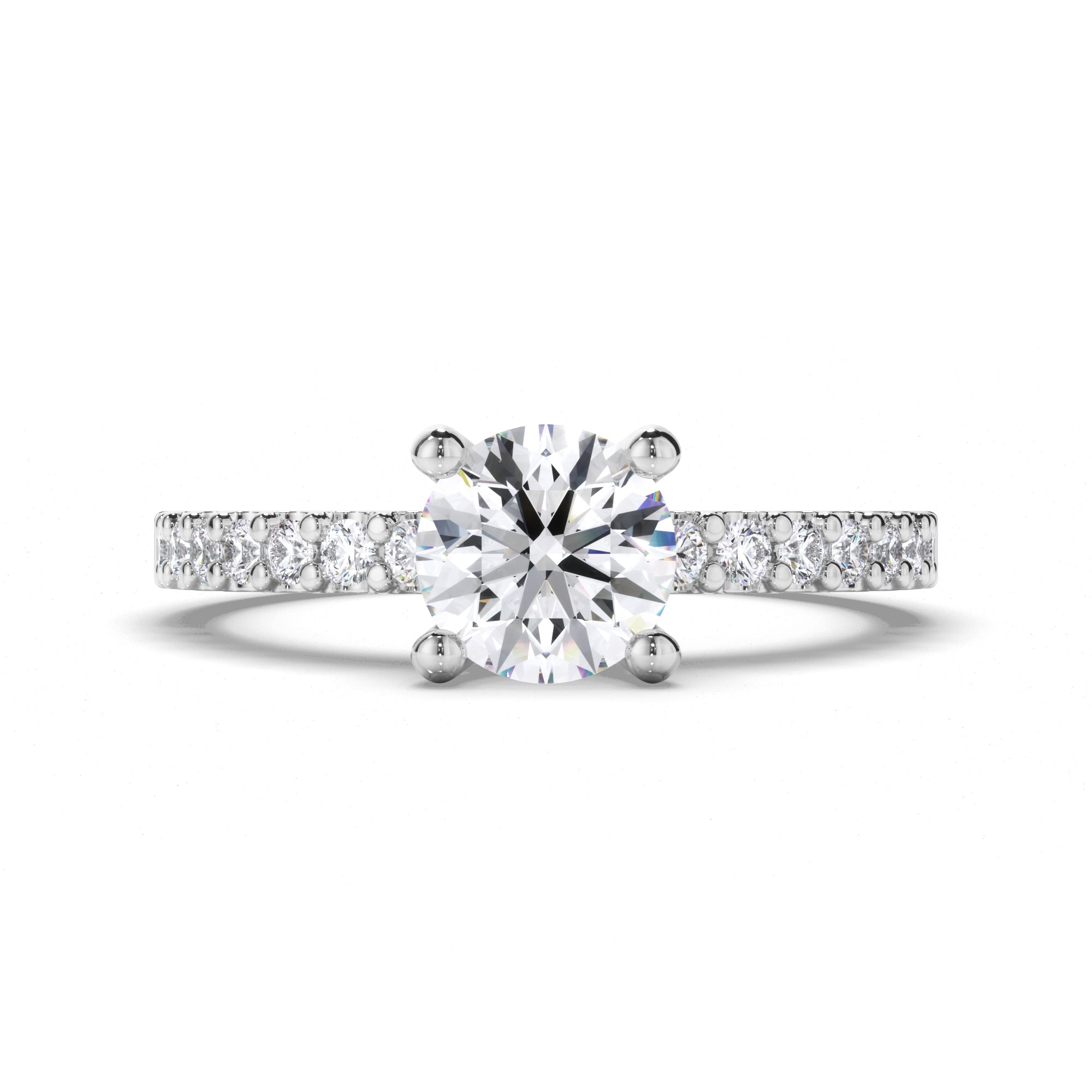 Round Diamond Engagement Ring with Cut Claw Band