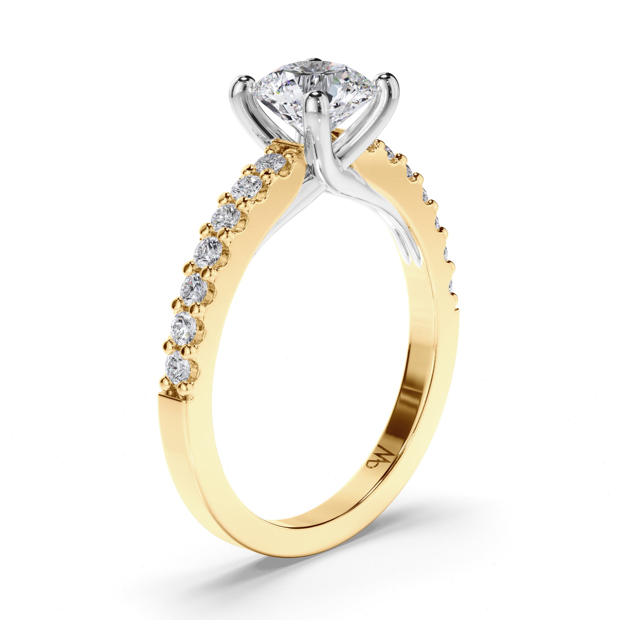 Round Diamond Engagement Ring with Cut Claw Band