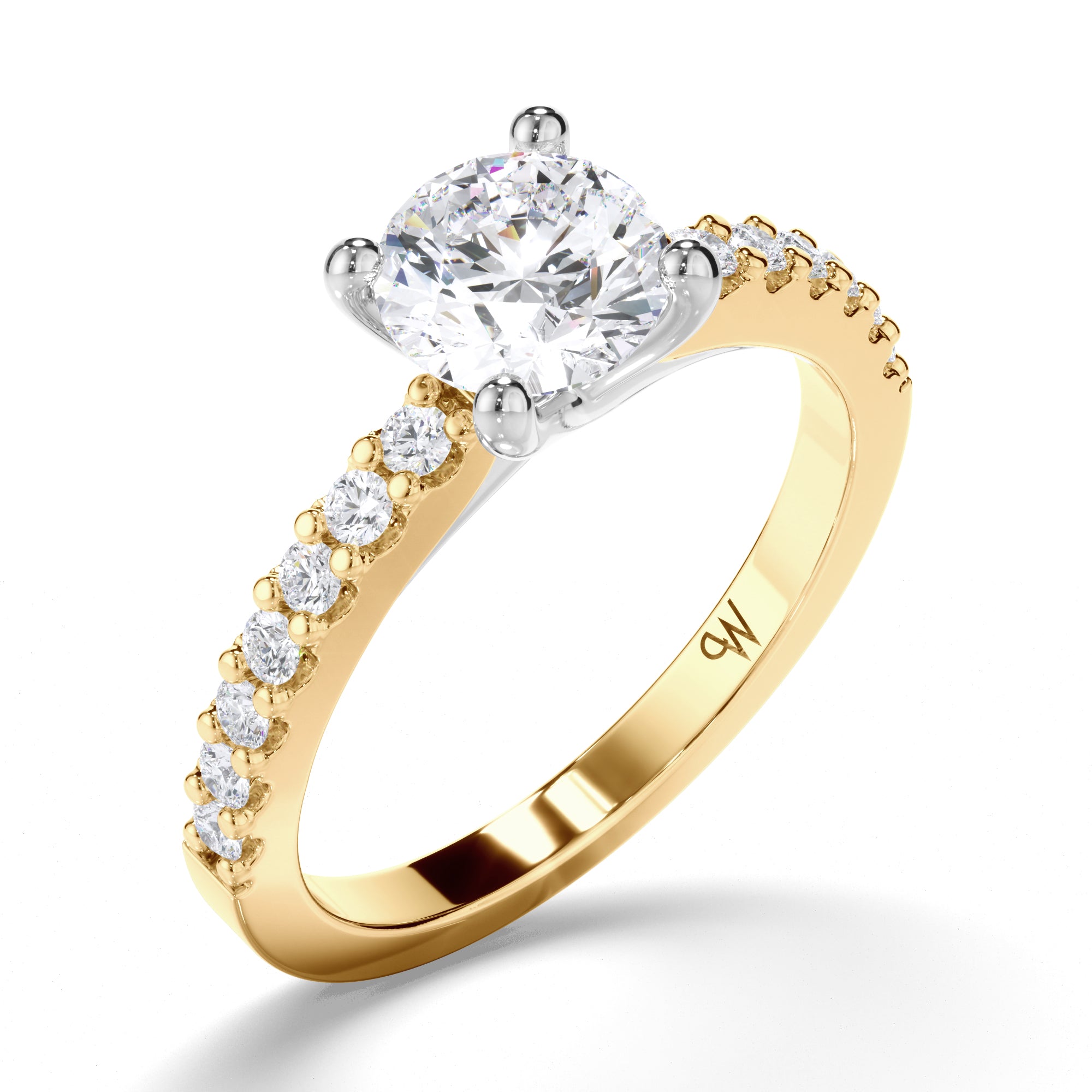 Round Diamond Engagement Ring with Cut Claw Band