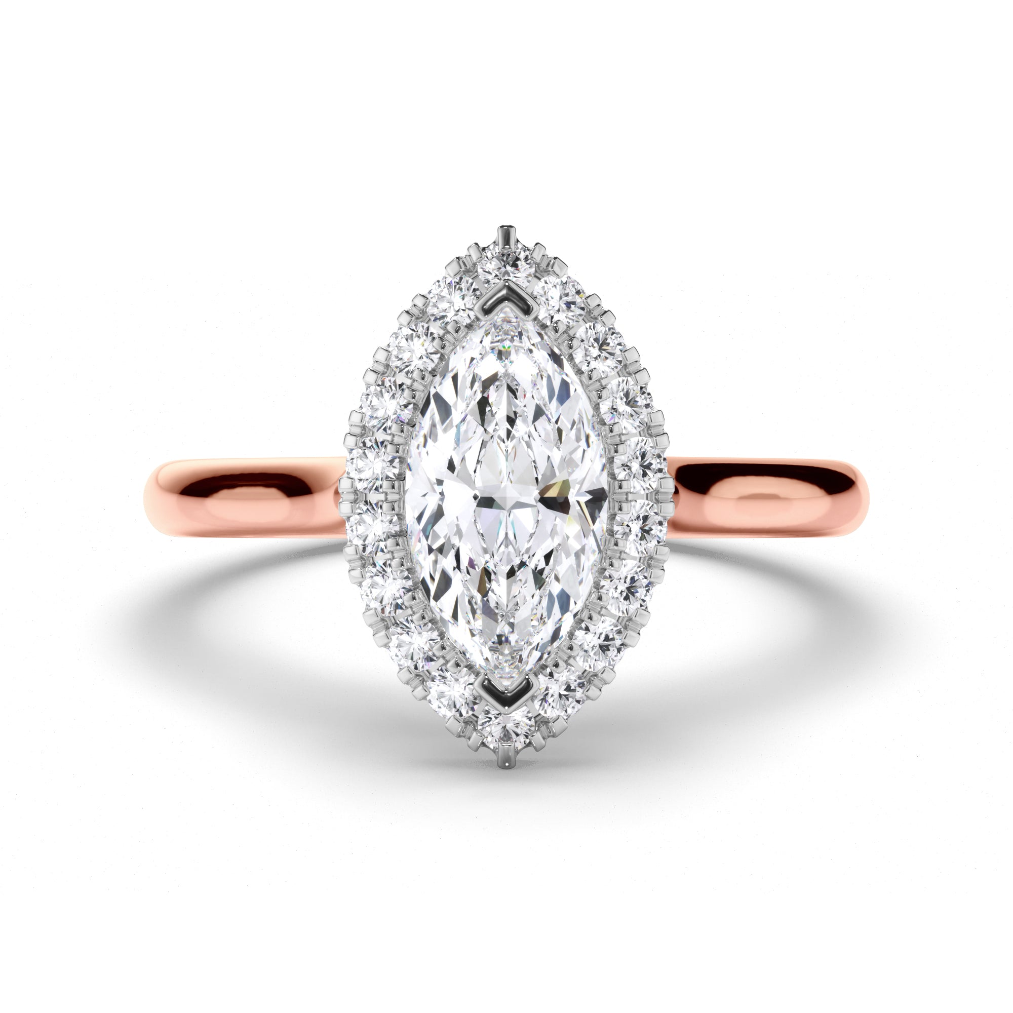 Marquise Diamond Engagement Ring with Cut Claw Halo
