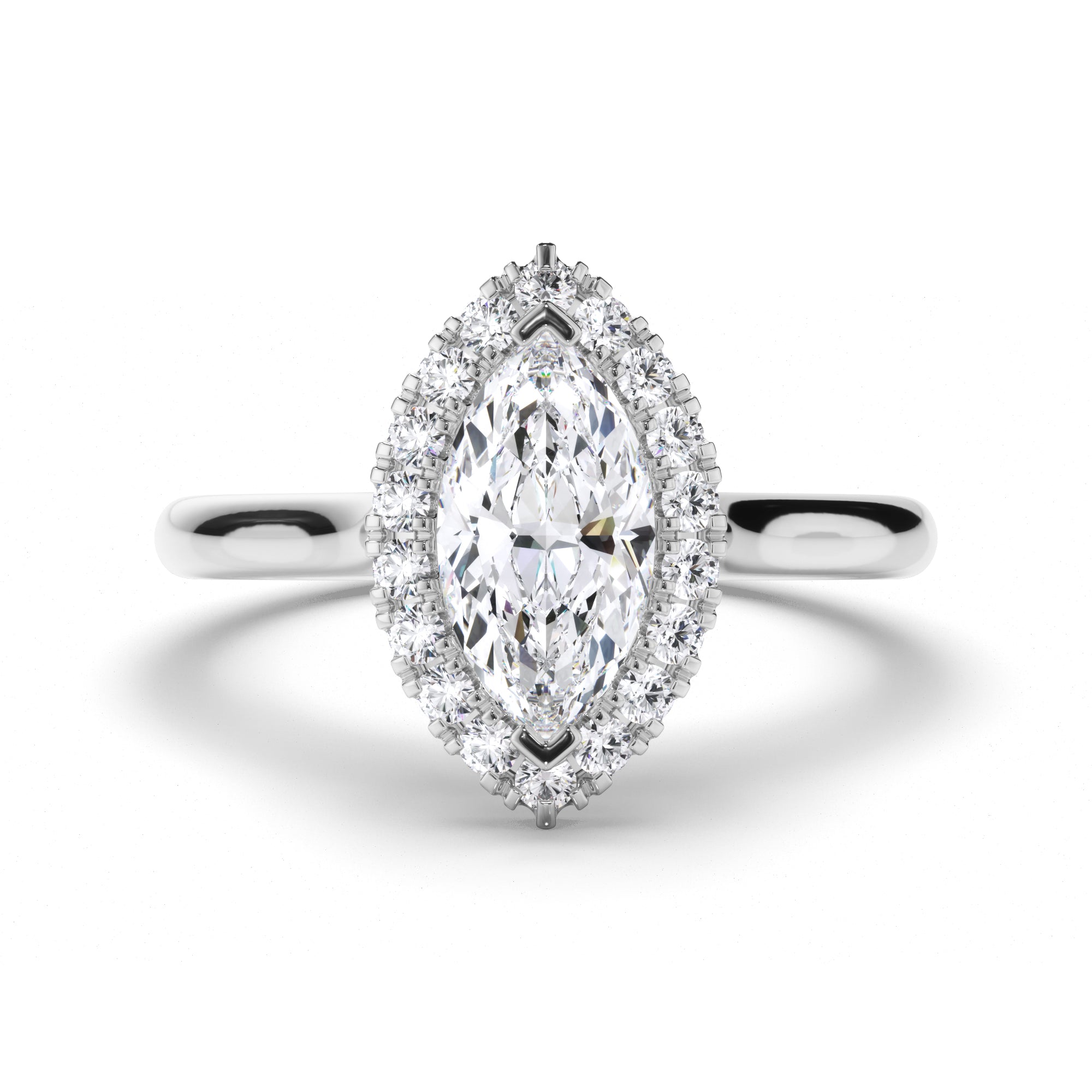 Marquise Diamond Engagement Ring with Cut Claw Halo