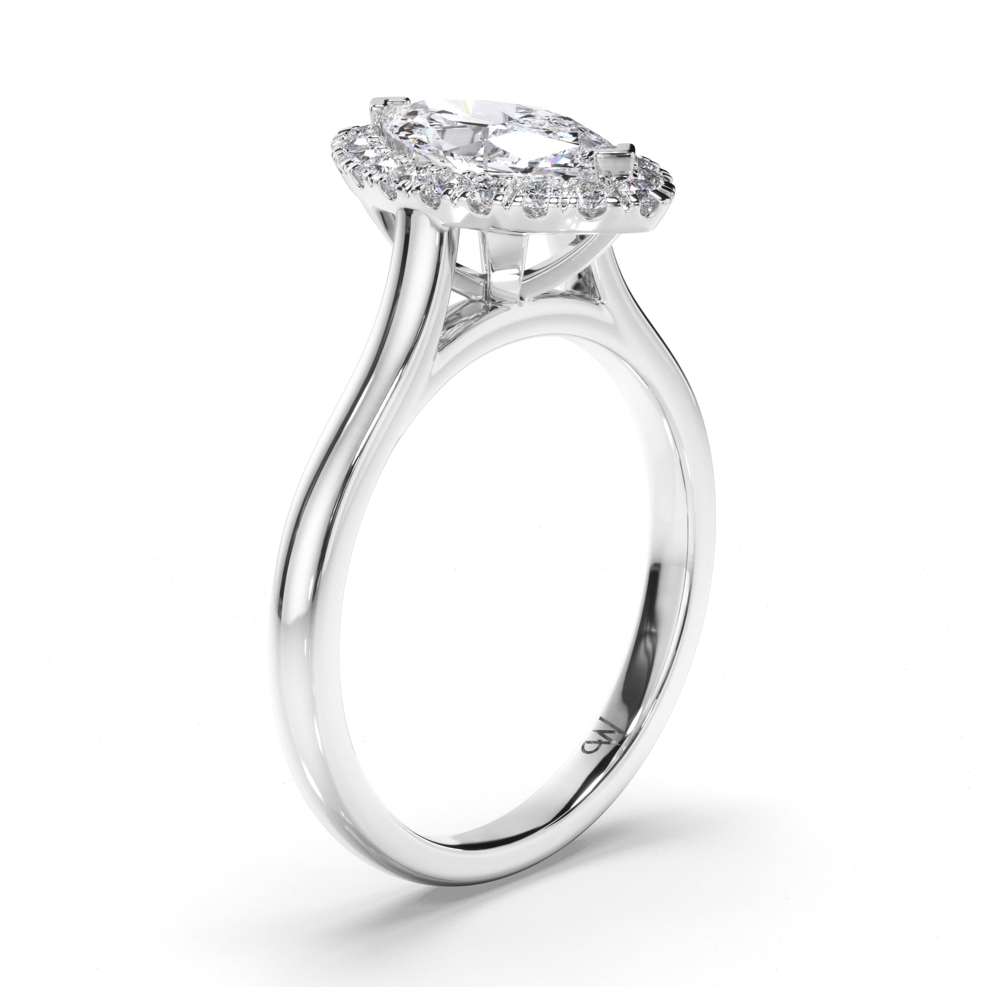 Marquise Diamond Engagement Ring with Cut Claw Halo