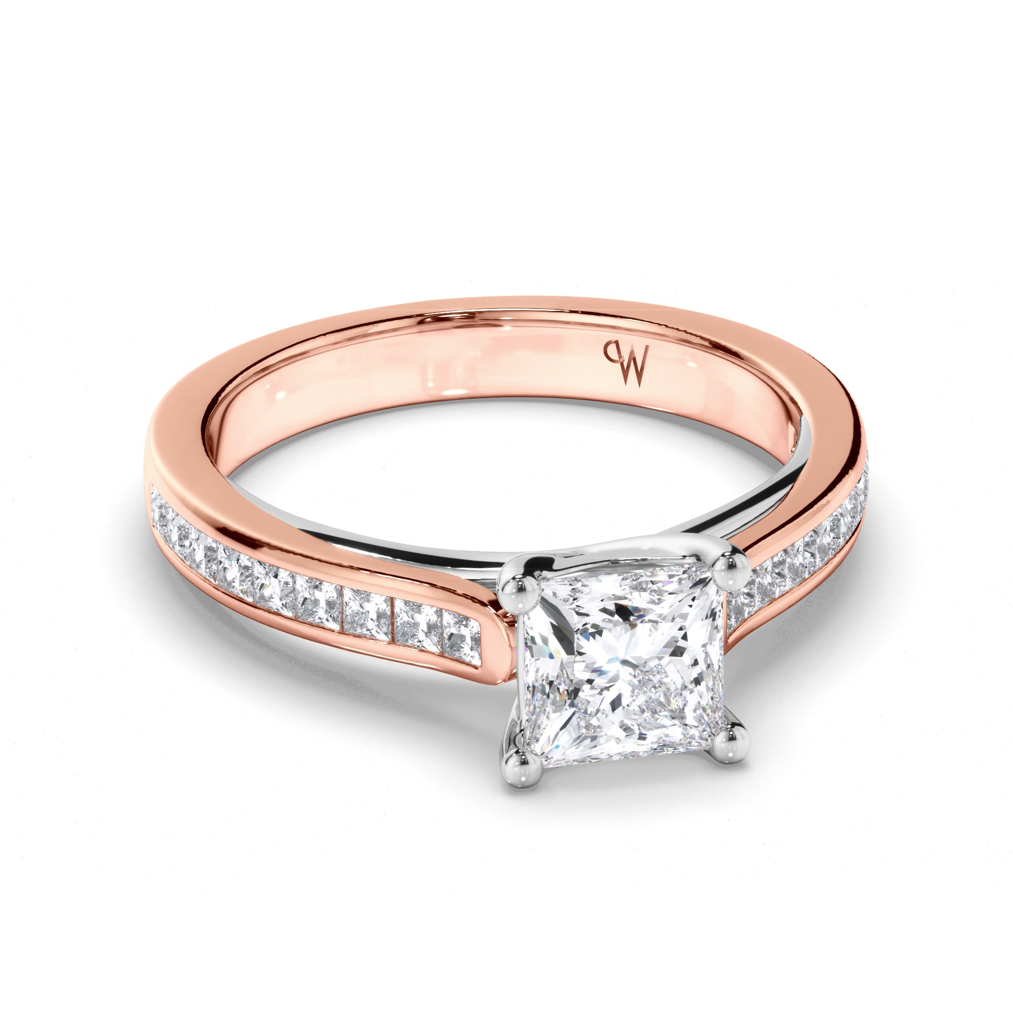 Princess Cut Diamond Engagement Ring with Channel Set Band