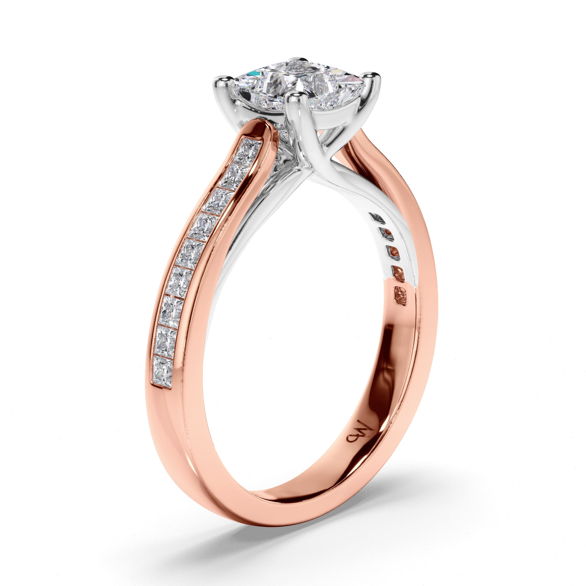 Princess Cut Diamond Engagement Ring with Channel Set Band