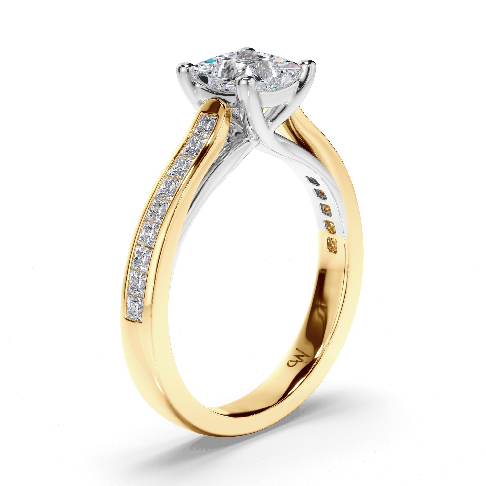 Princess Cut Diamond Engagement Ring with Channel Set Band