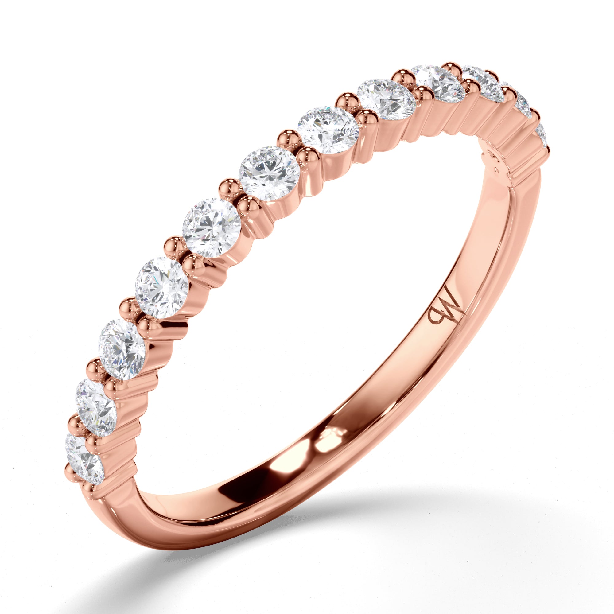 Round Brilliant Cut Claw Set Diamond Wedding Ring