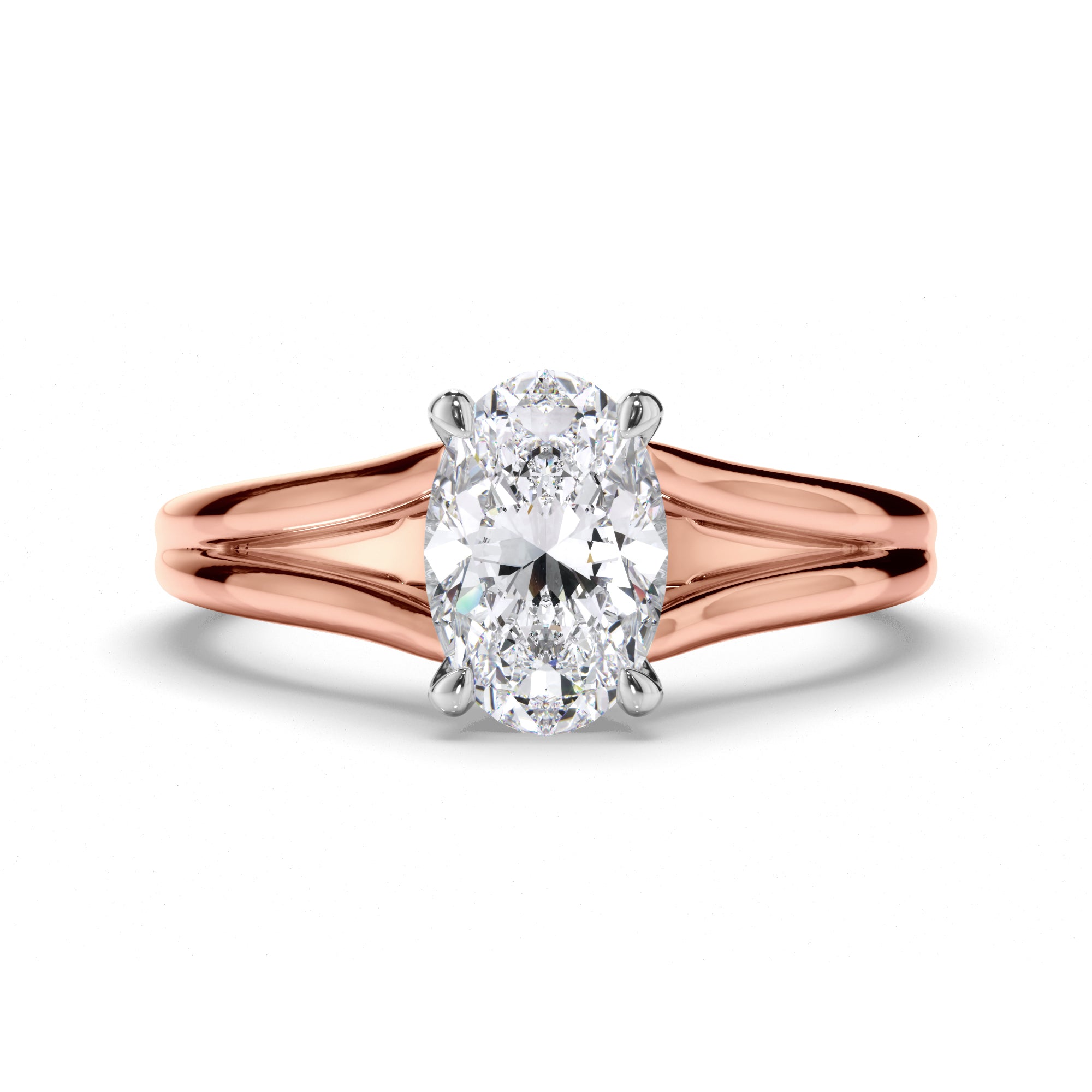 Oval Diamond Solitaire Engagement Ring with Split Band