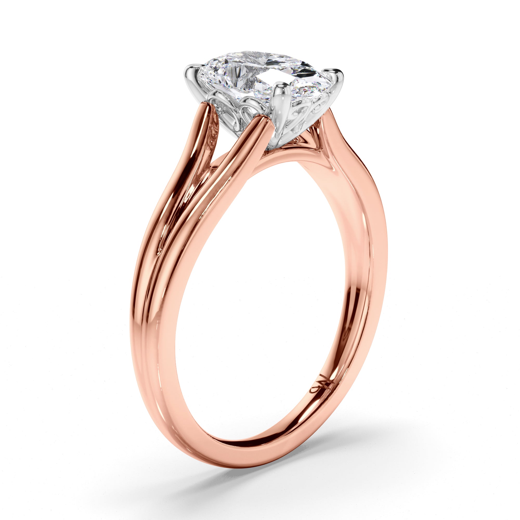 Oval Diamond Solitaire Engagement Ring with Split Band