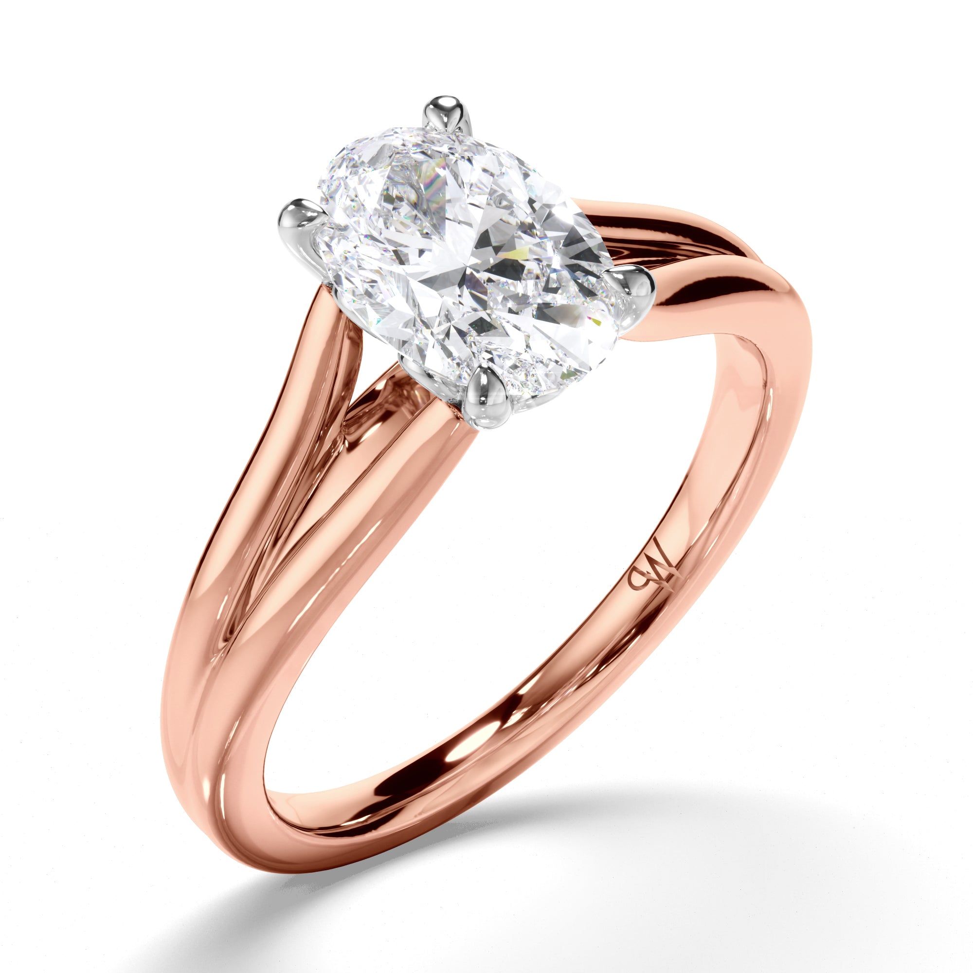 Oval Diamond Solitaire Engagement Ring with Split Band