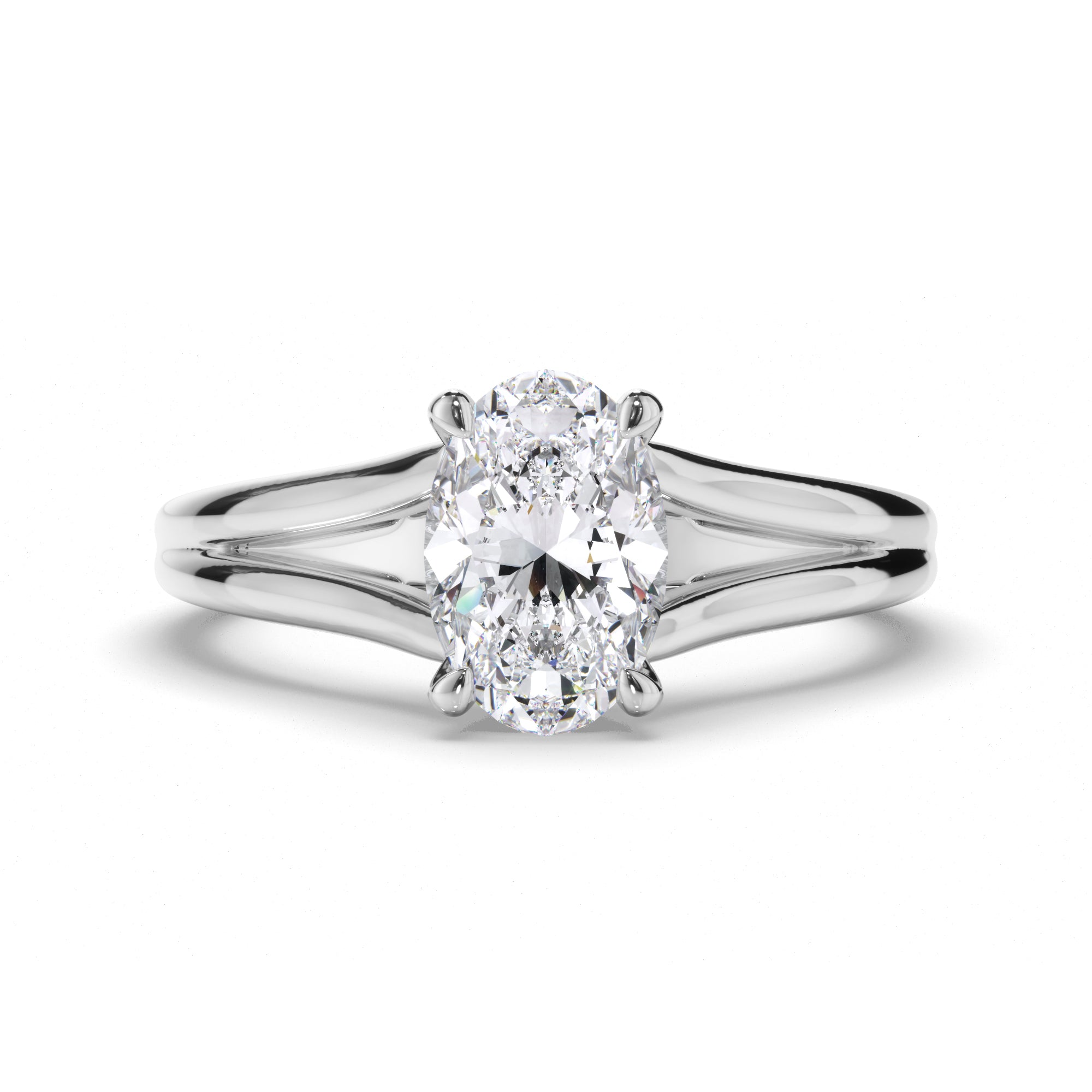 Oval Diamond Solitaire Engagement Ring with Split Band