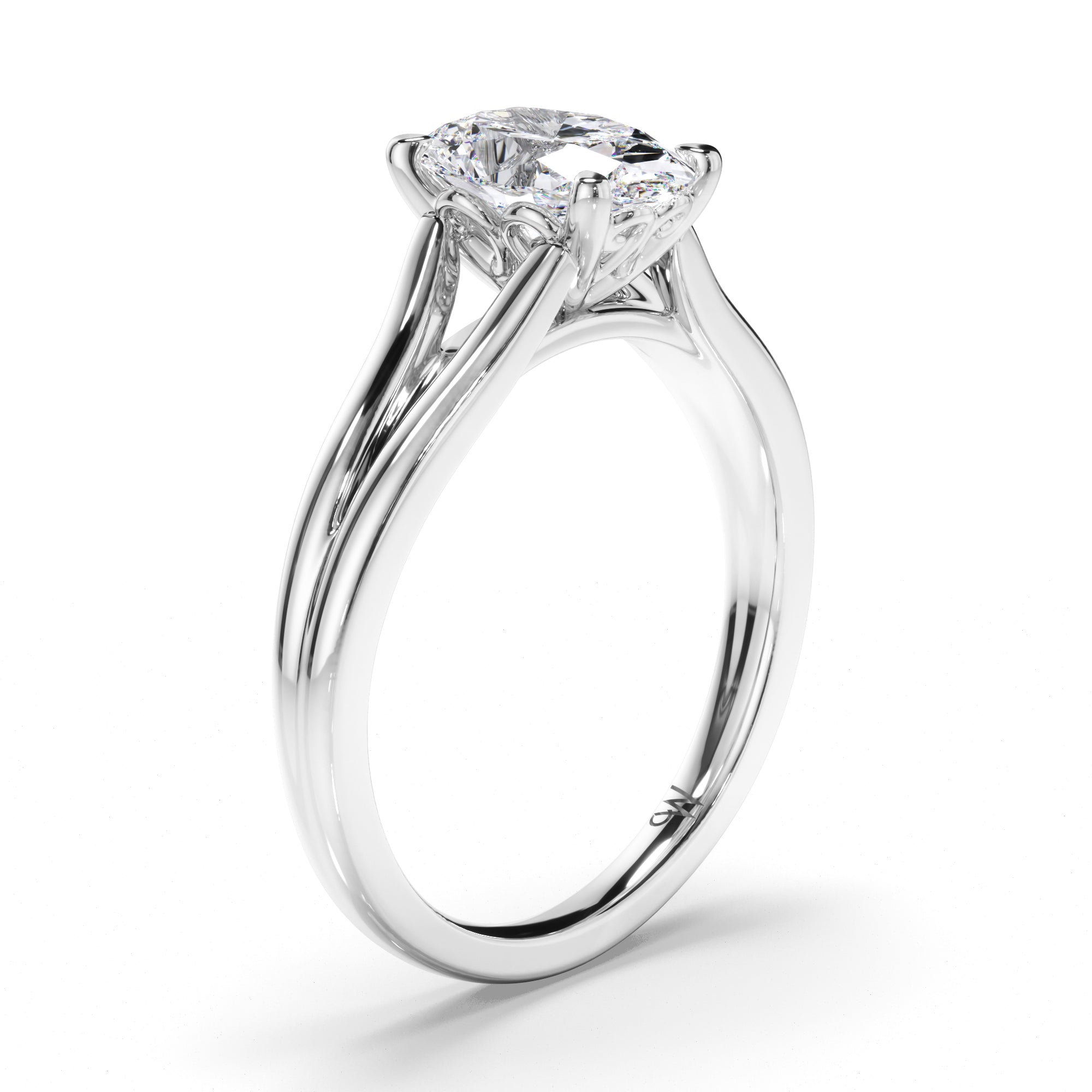 Oval Diamond Solitaire Engagement Ring with Split Band