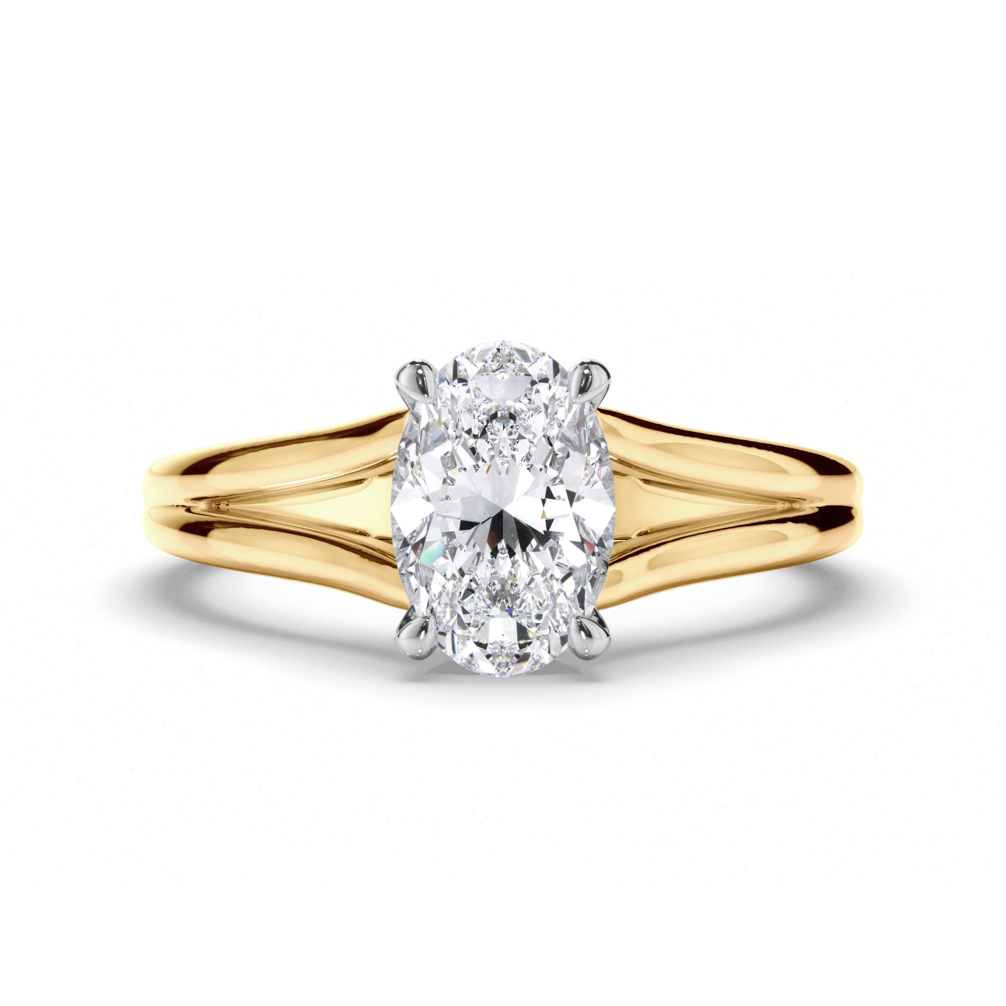 Oval Diamond Solitaire Engagement Ring with Split Band