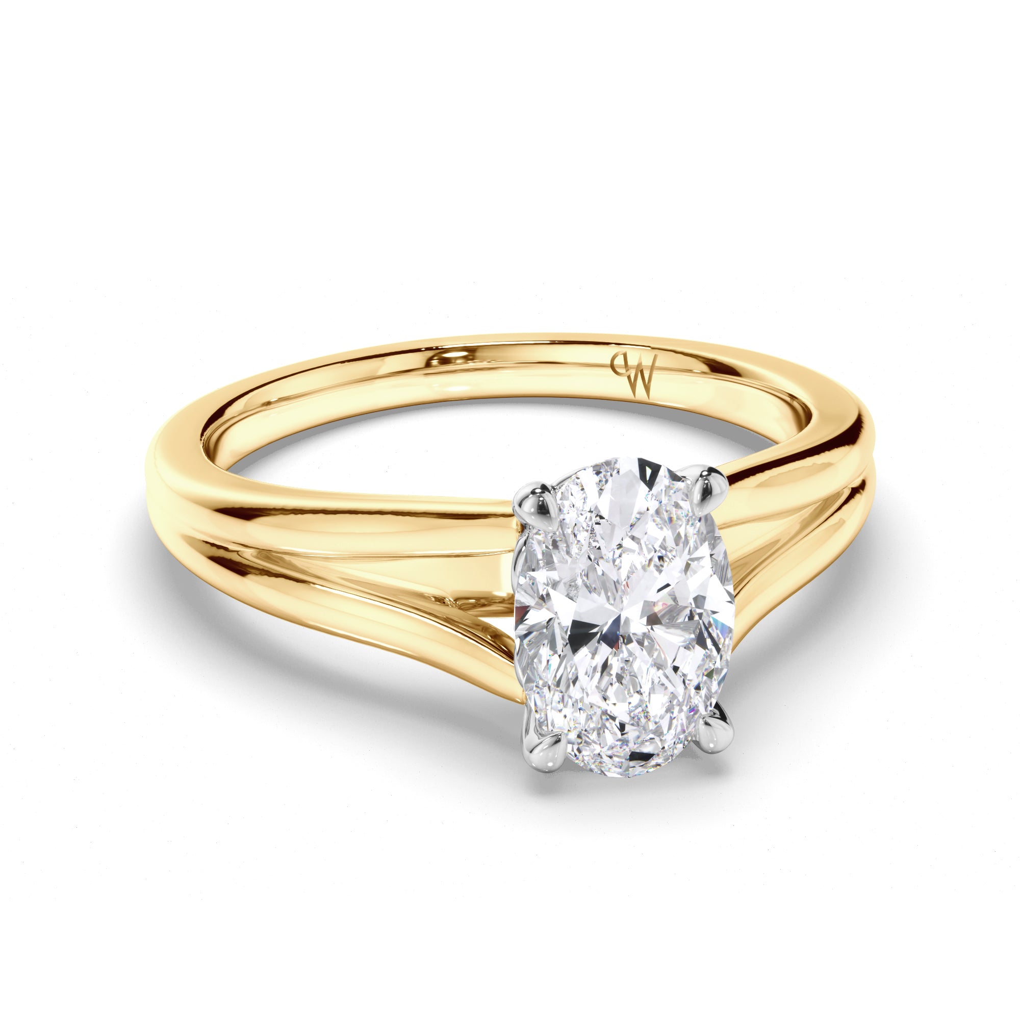 Oval Diamond Solitaire Engagement Ring with Split Band