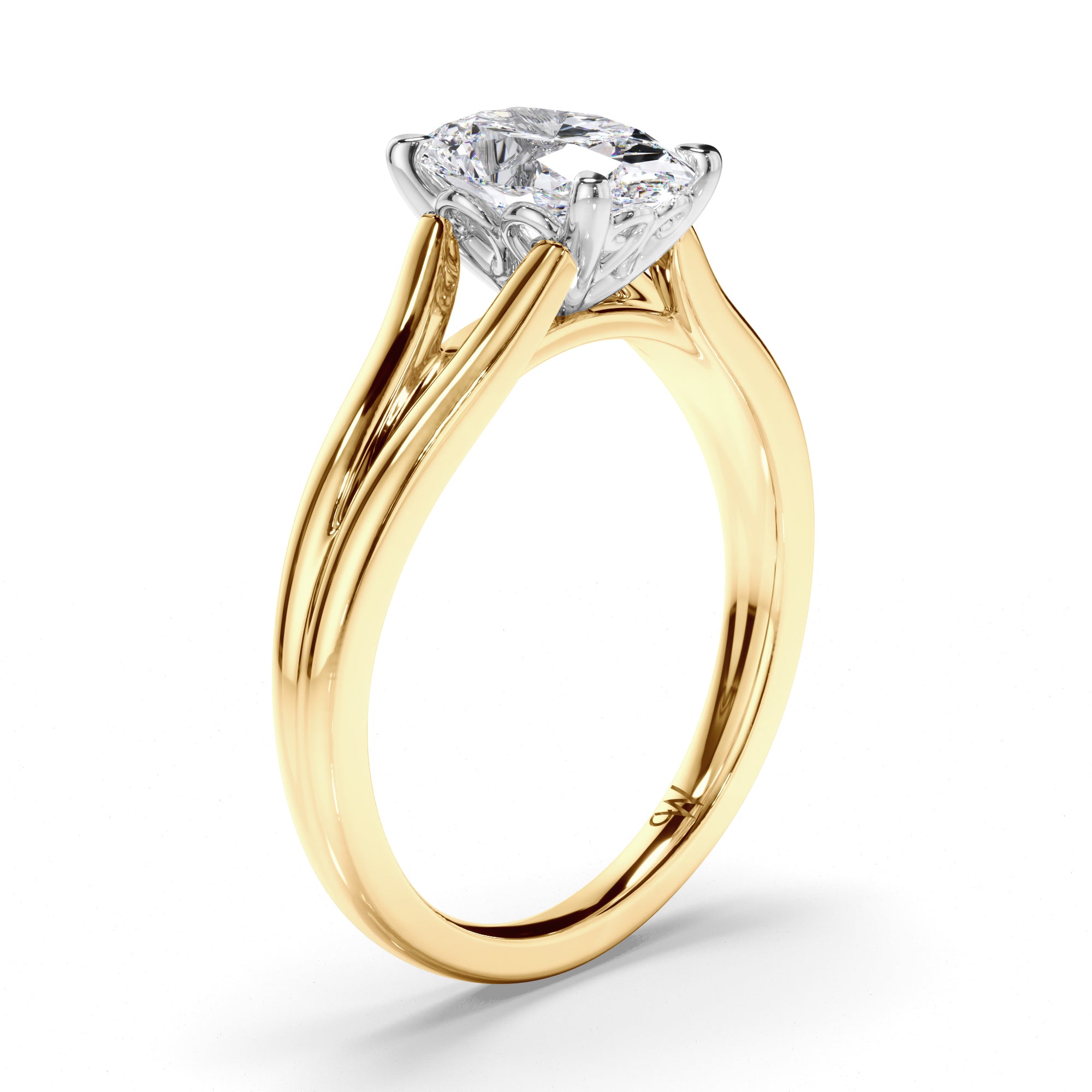 Oval Diamond Solitaire Engagement Ring with Split Band