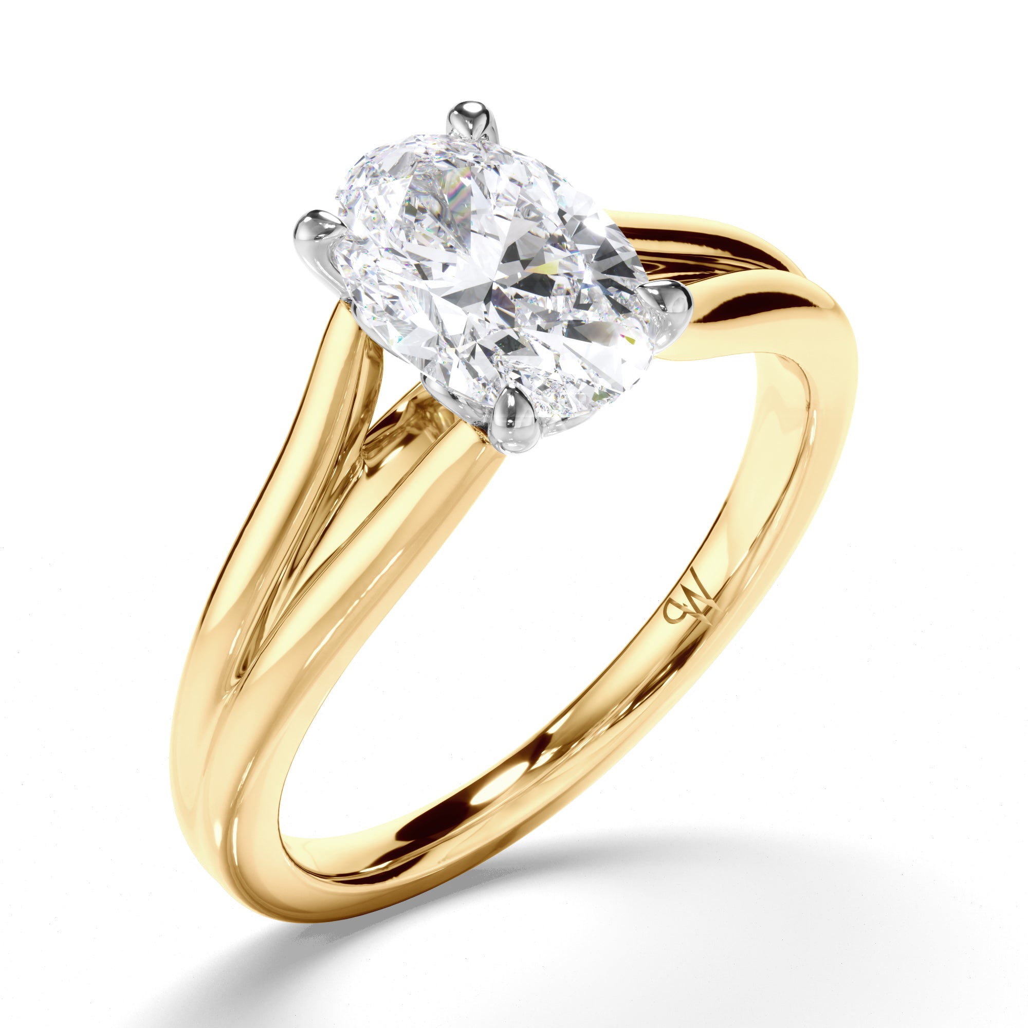 Oval Diamond Solitaire Engagement Ring with Split Band