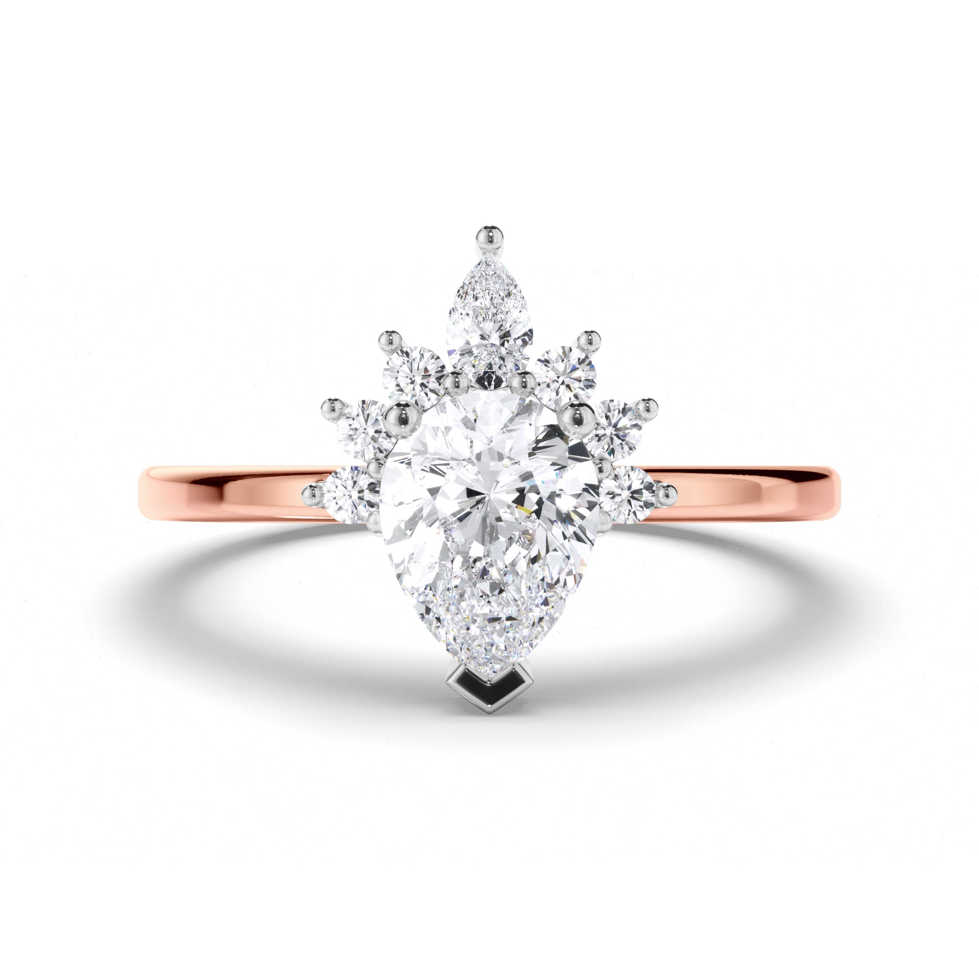 Pear Diamond Engagement Ring with Half Halo