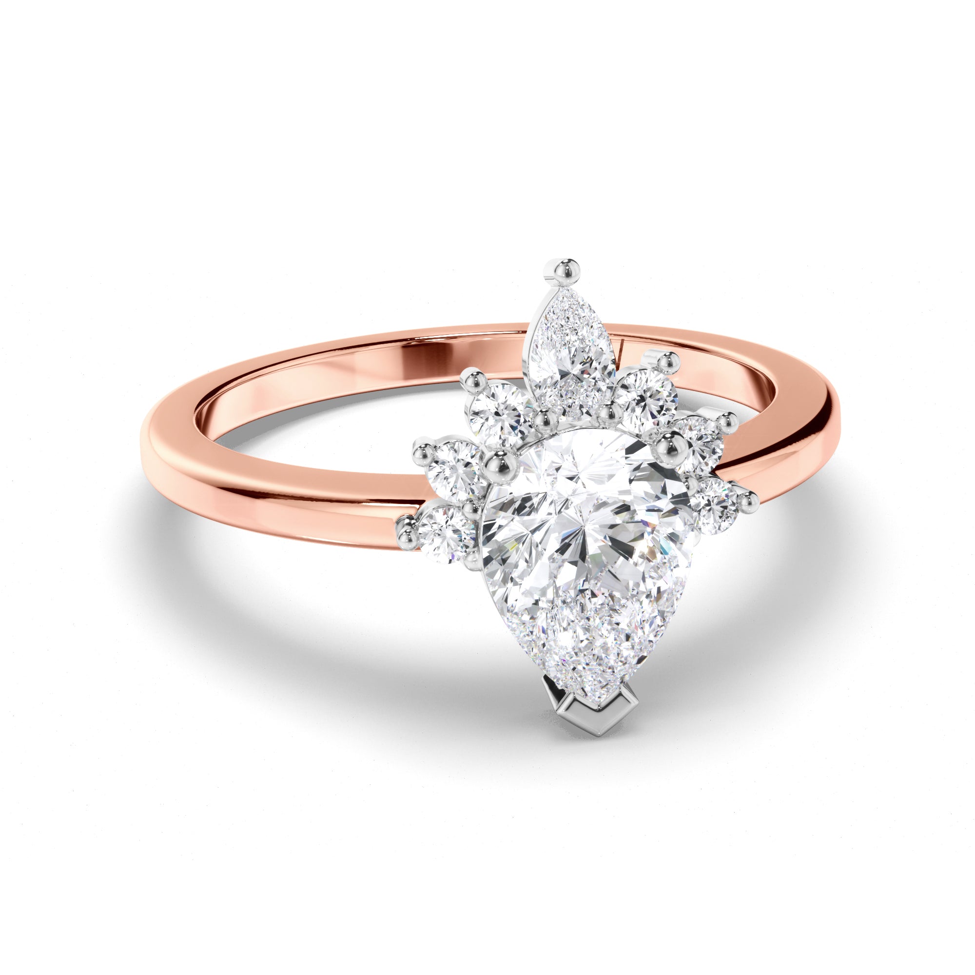 Pear Diamond Engagement Ring with Half Halo