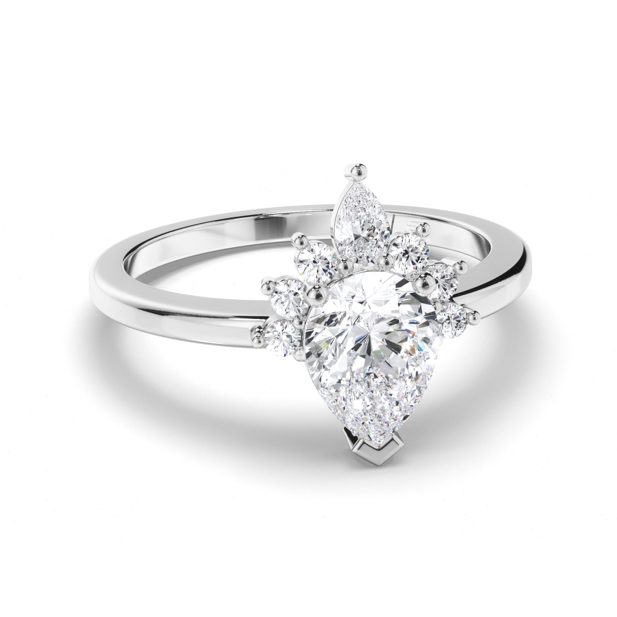 Pear Diamond Engagement Ring with Half Halo