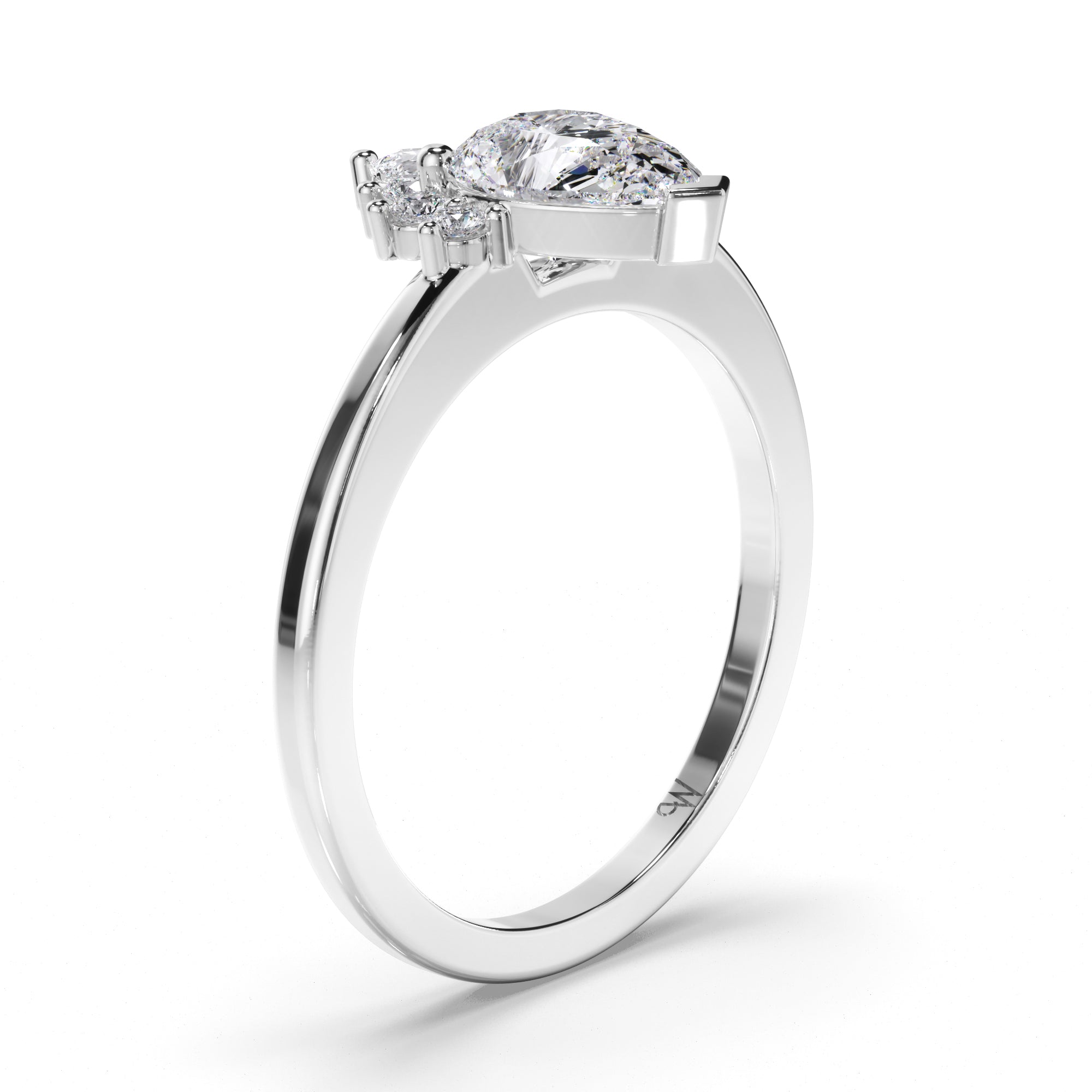 Pear Diamond Engagement Ring with Half Halo