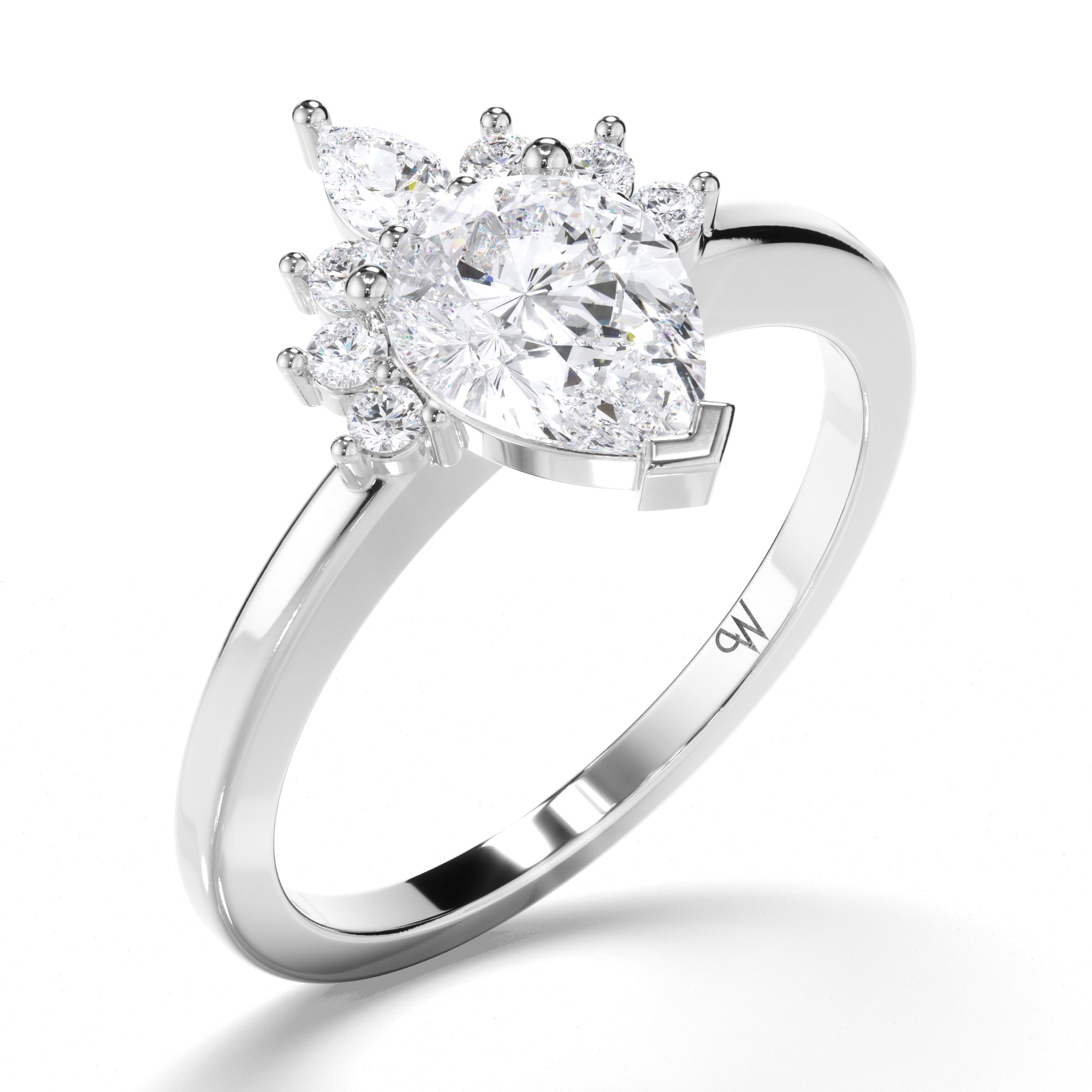 Pear Diamond Engagement Ring with Half Halo