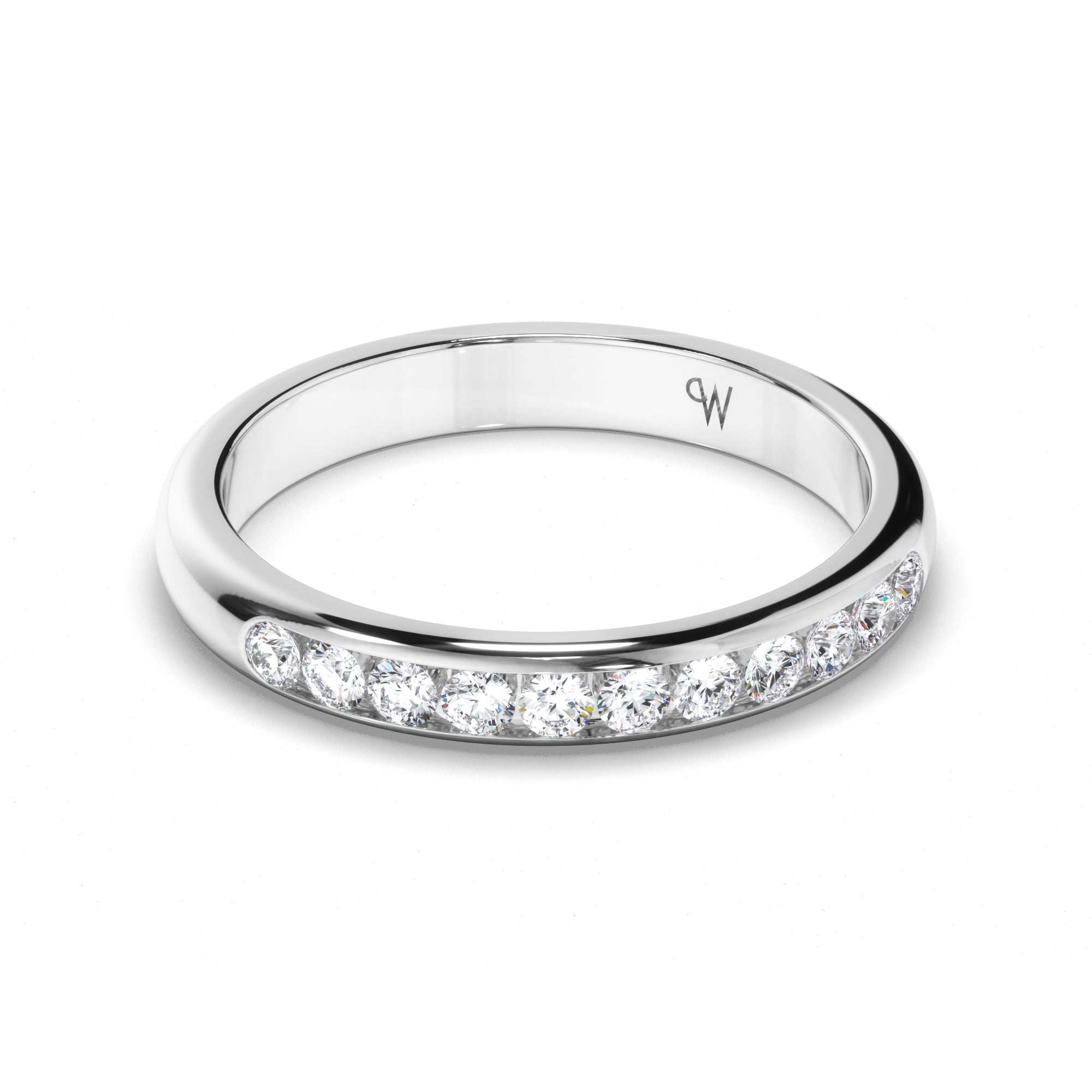 Round Brilliant Cut Channel Set Diamond Wedding Ring