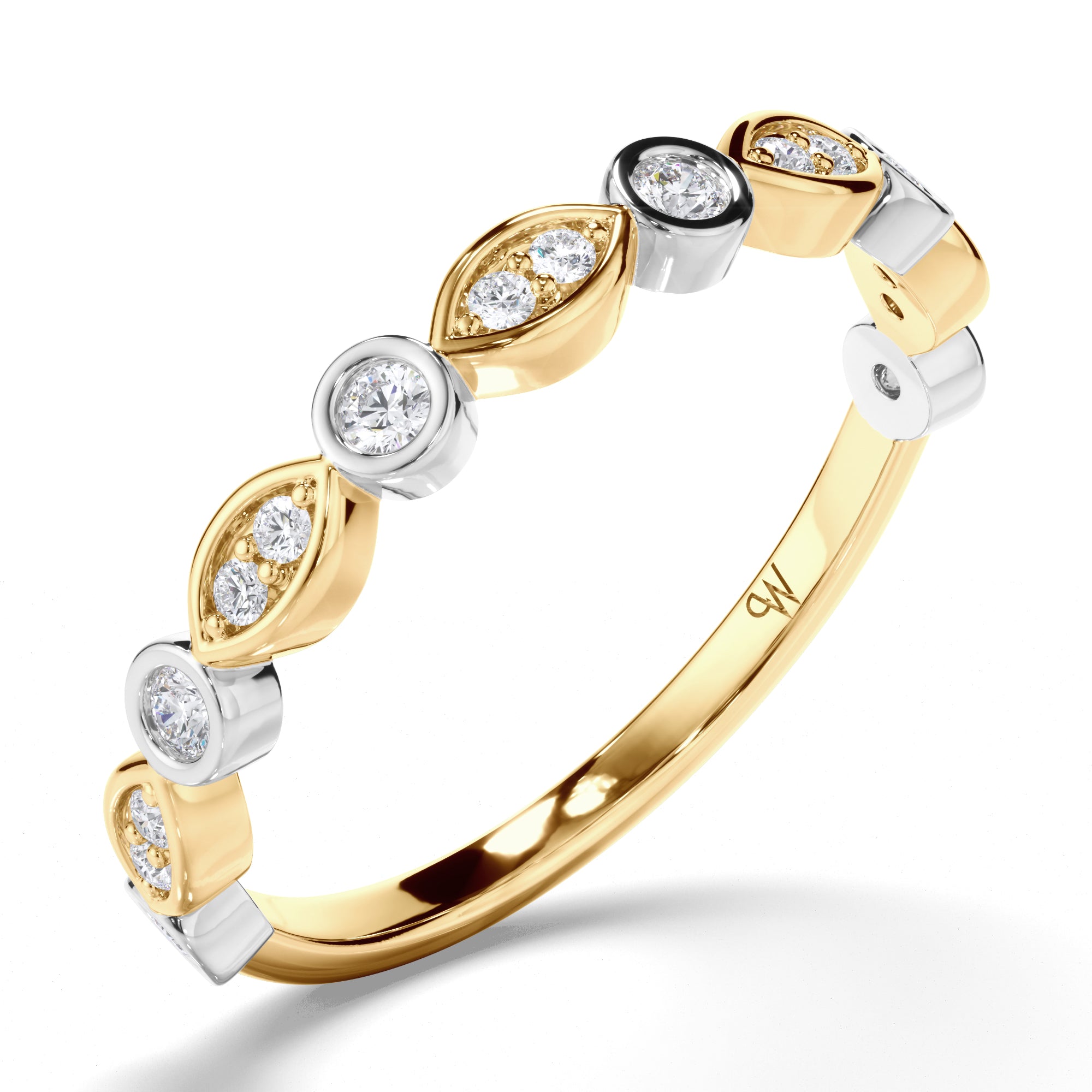 Round Brilliant Cut Bezel Set Diamond Wedding Ring