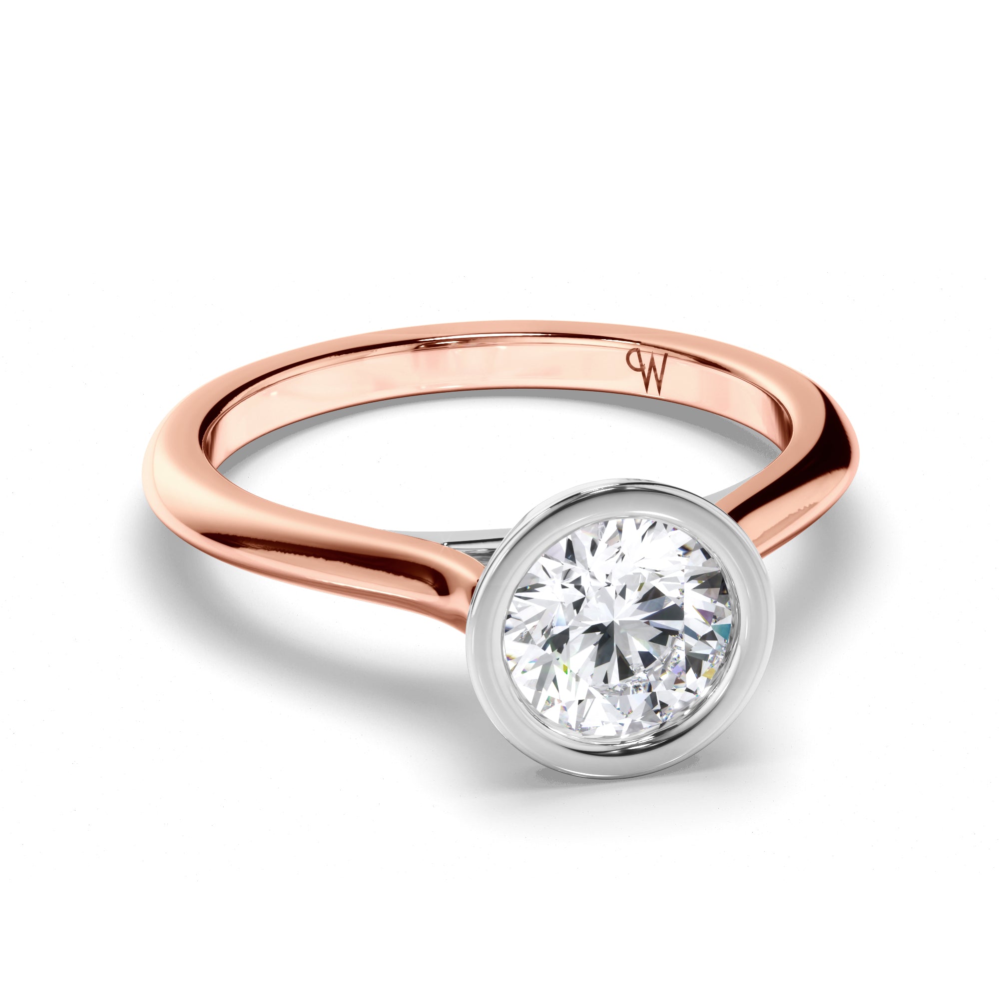 Round Diamond Bezel Set Engagement Ring