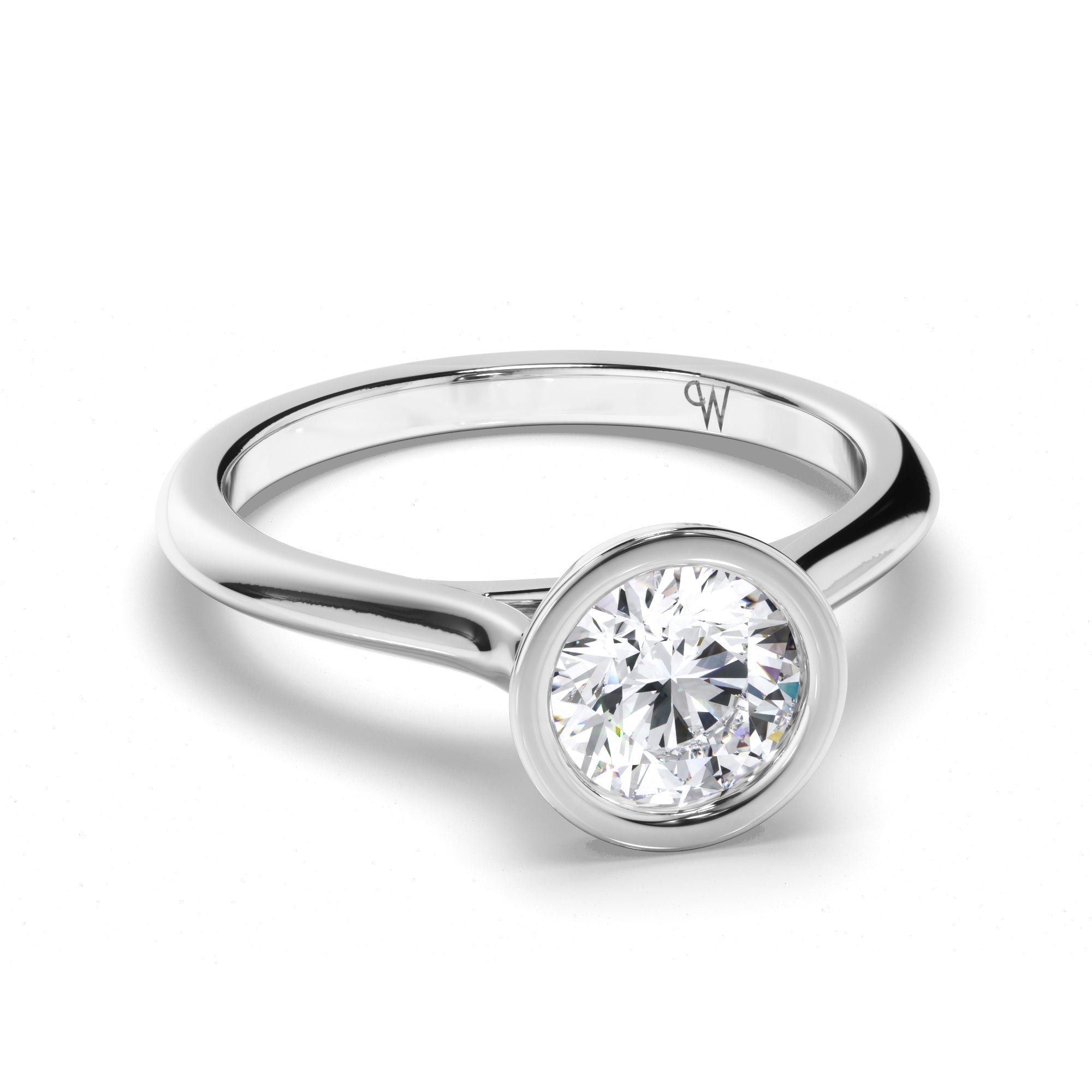 Round Diamond Bezel Set Engagement Ring