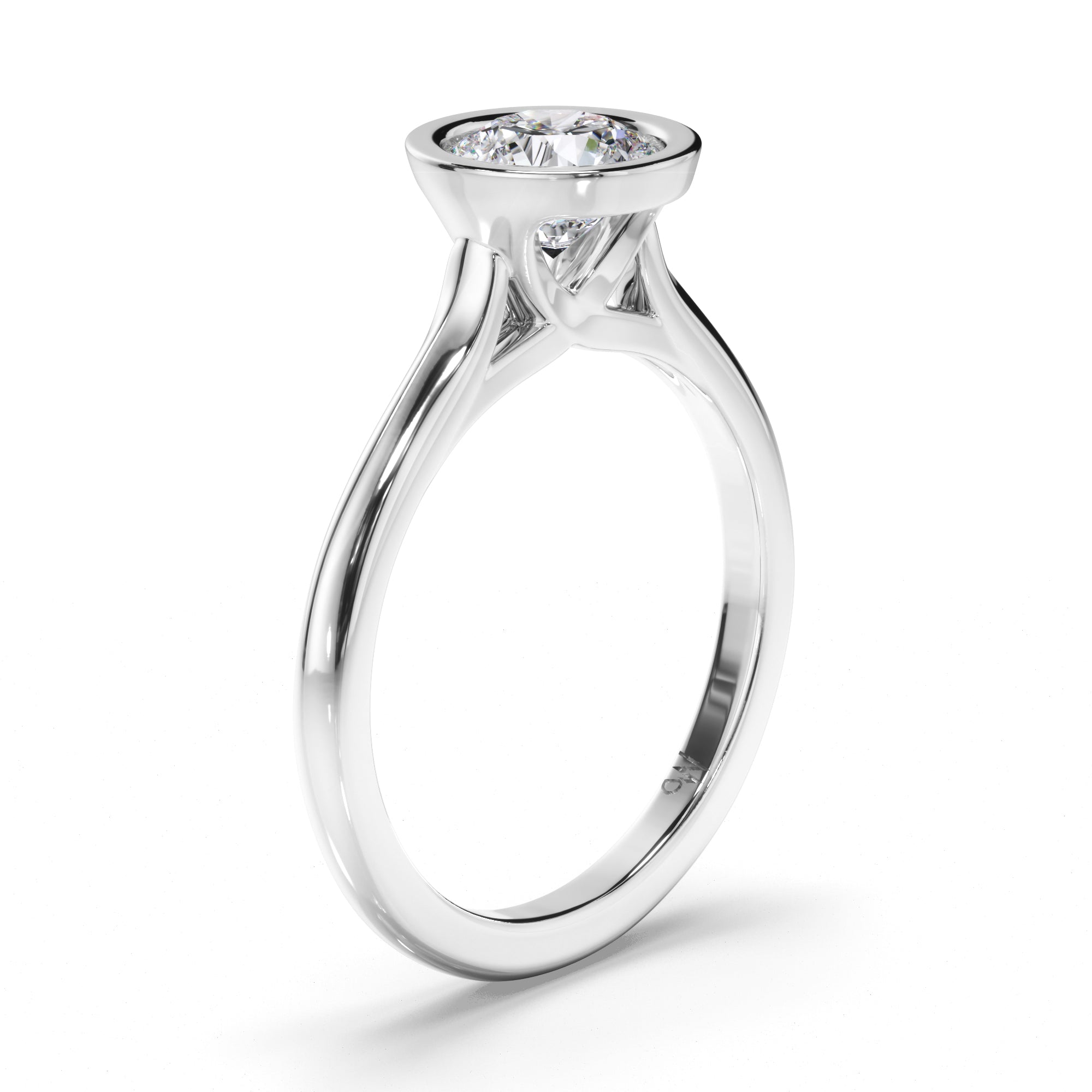 Round Diamond Bezel Set Engagement Ring