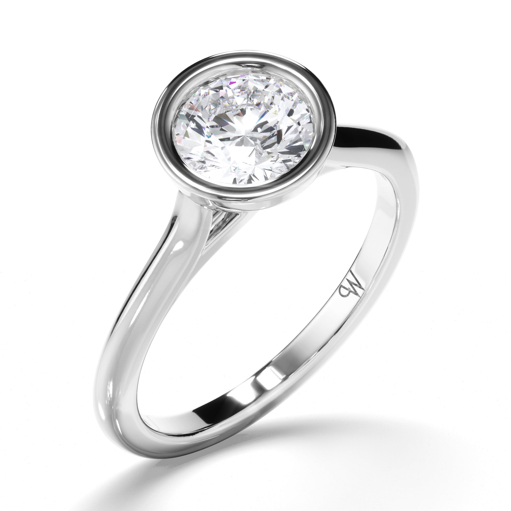 Round Diamond Bezel Set Engagement Ring