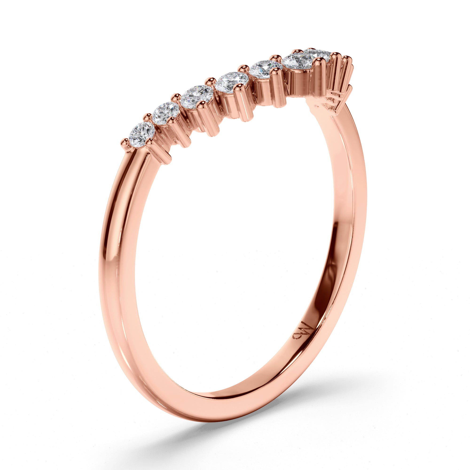 Curved Round Brilliant Cut Diamond Wedding Ring