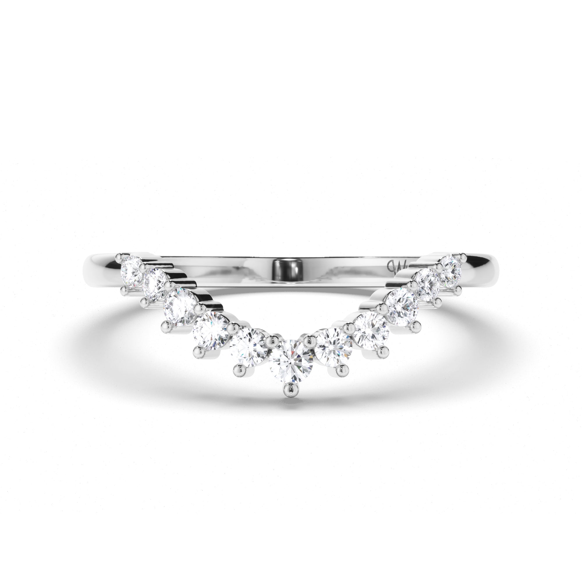 Curved Round Brilliant Cut Diamond Wedding Ring