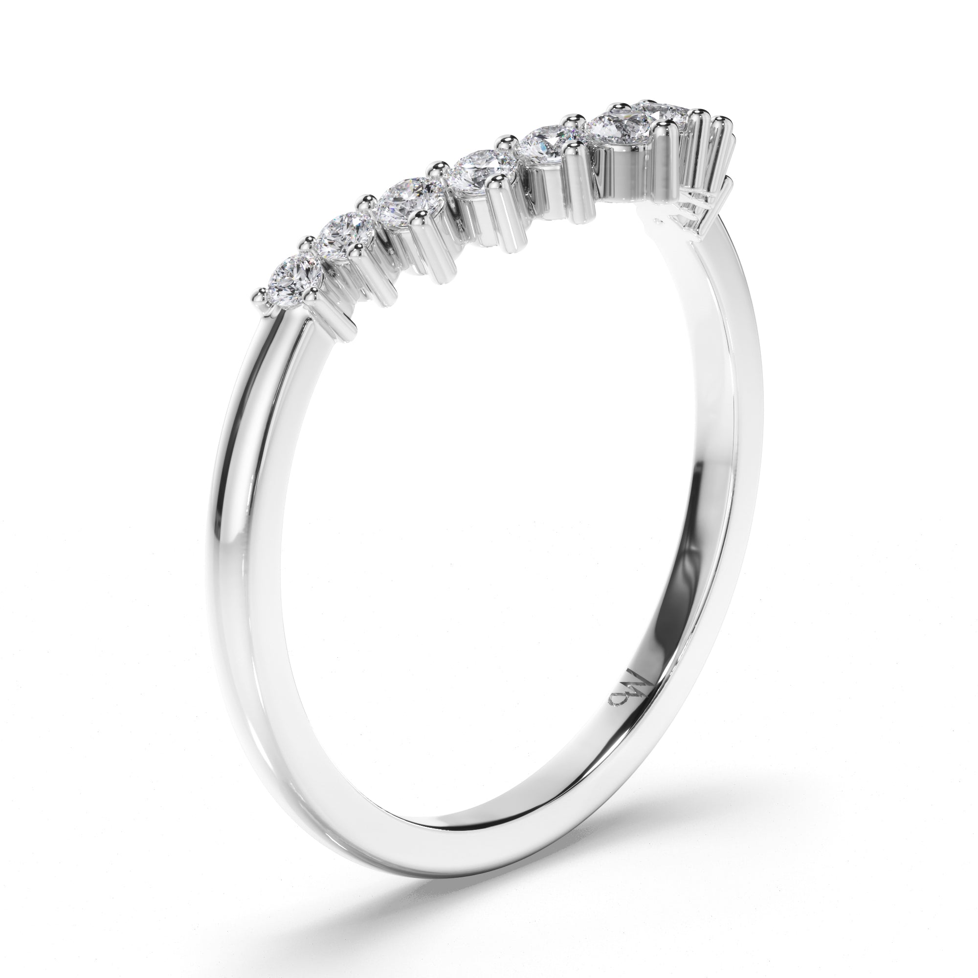 Curved Round Brilliant Cut Diamond Wedding Ring