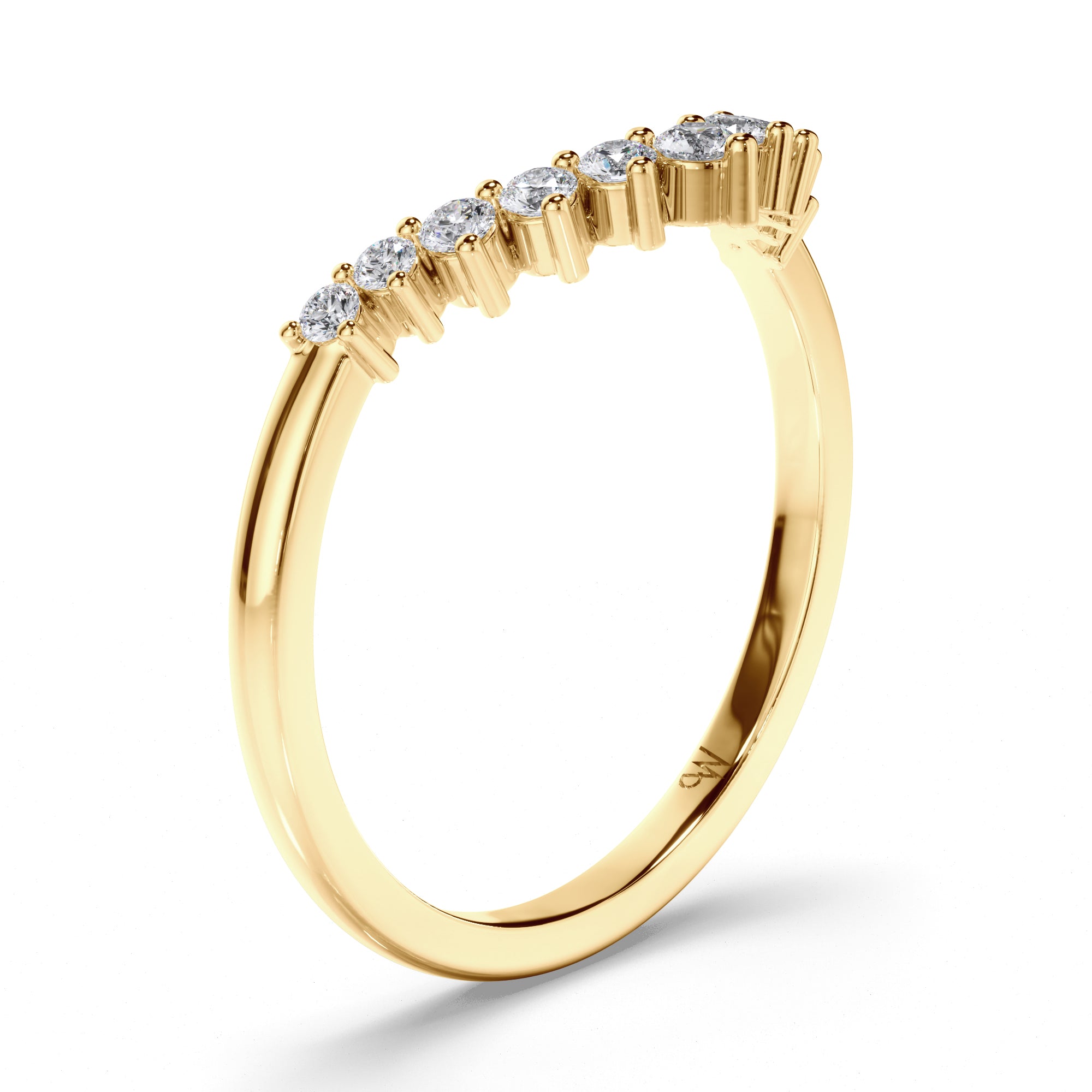 Curved Round Brilliant Cut Diamond Wedding Ring