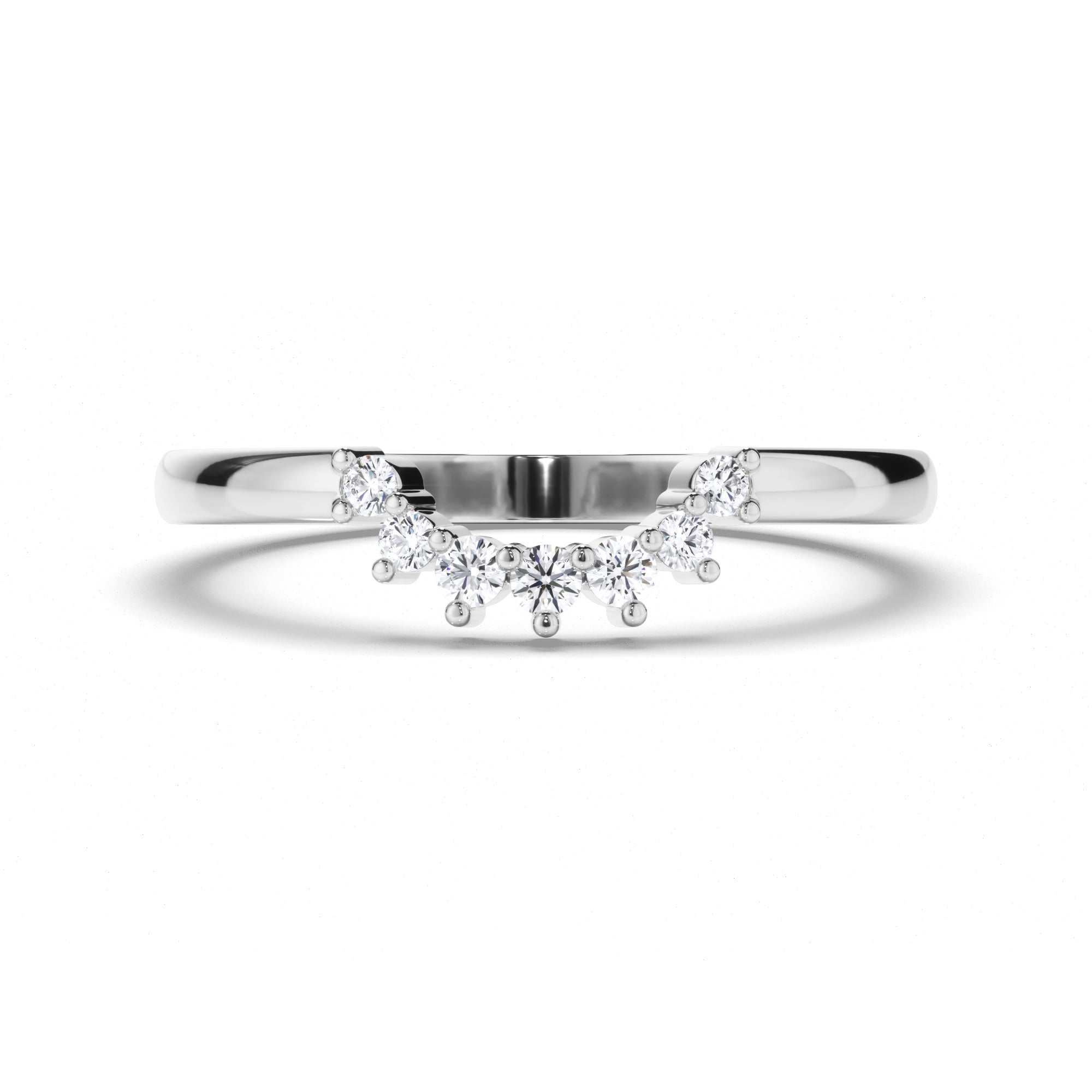 Curved Round Brilliant Cut Diamond Wedding Ring