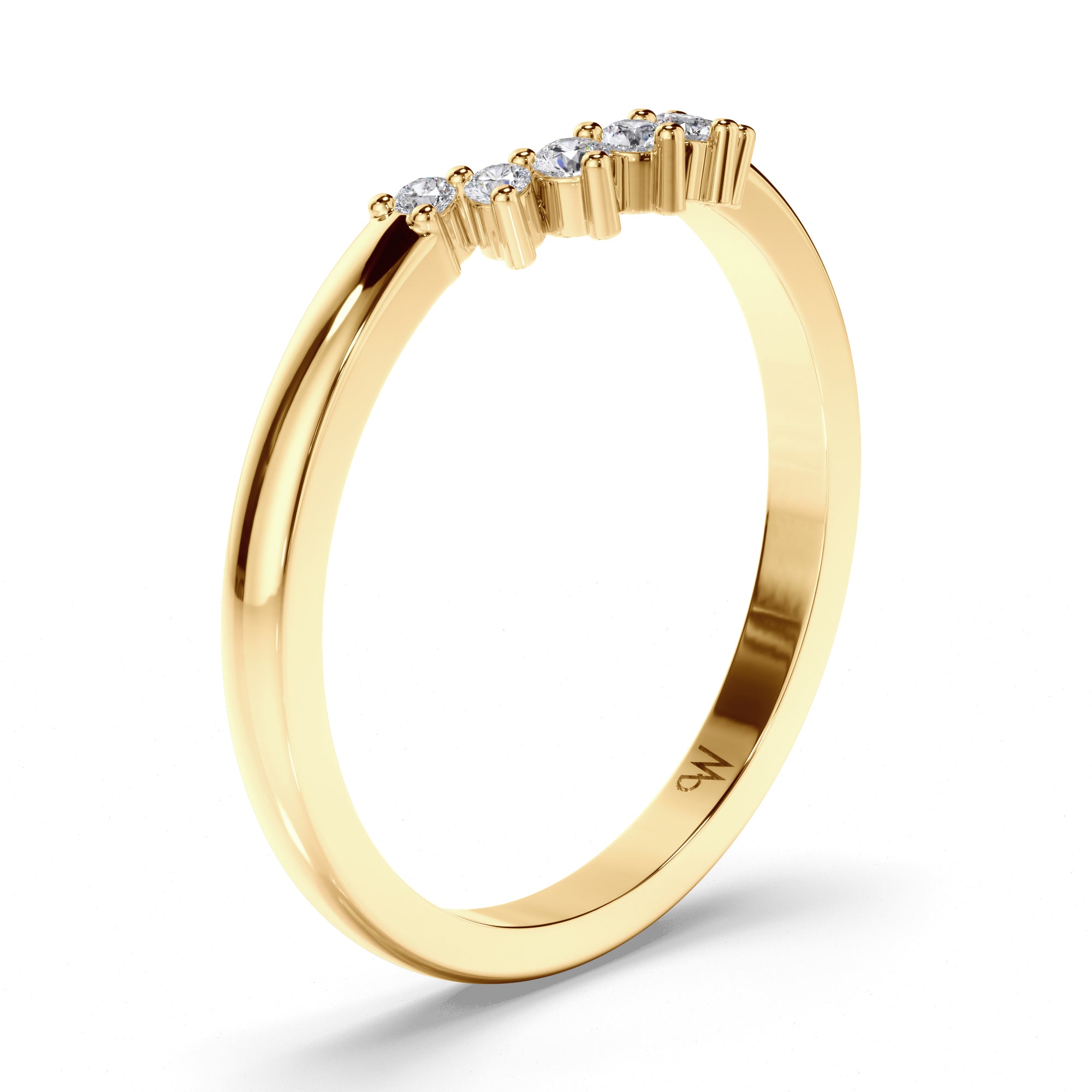 Curved Round Brilliant Cut Diamond Wedding Ring