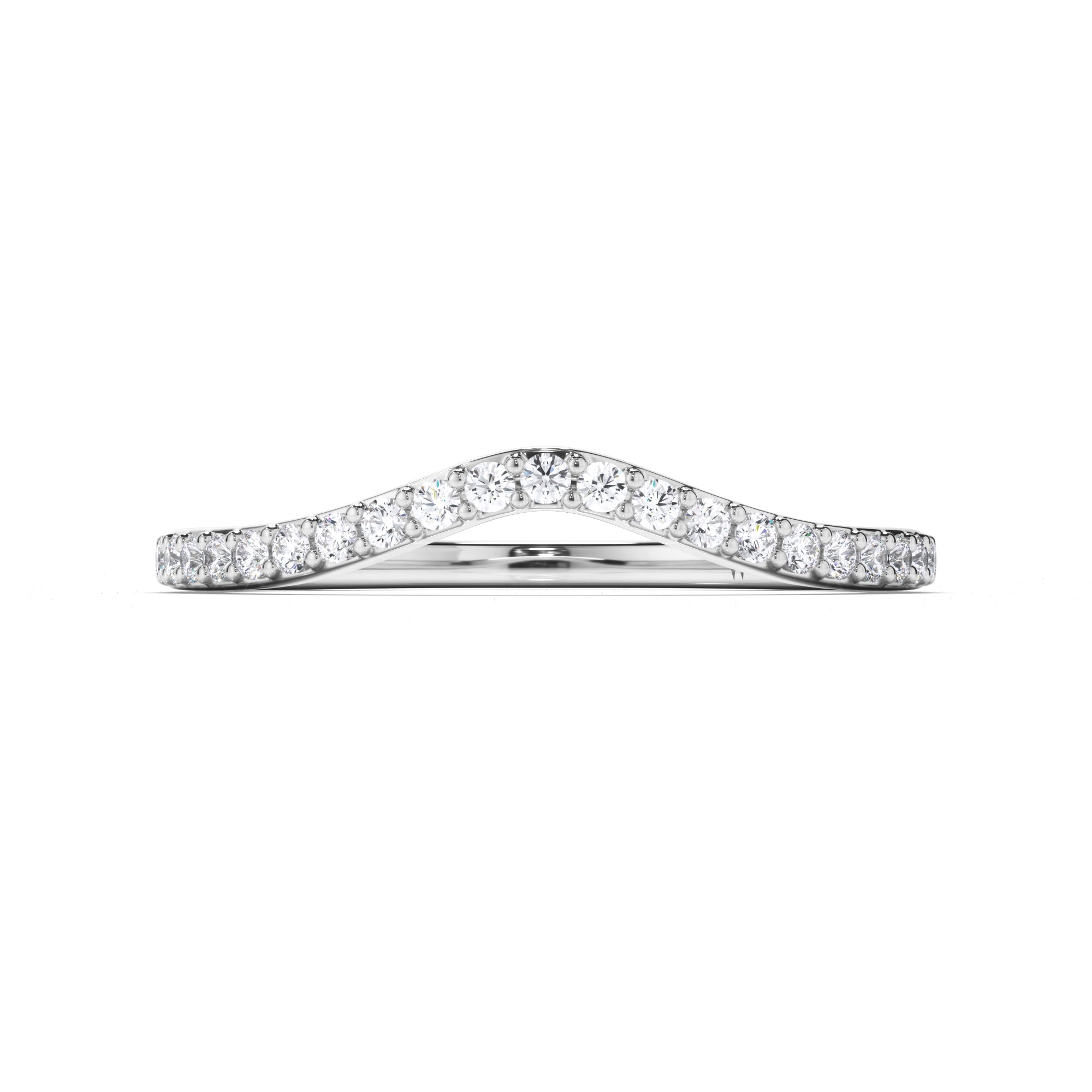 Bead Set Curved Diamond Wedding Ring