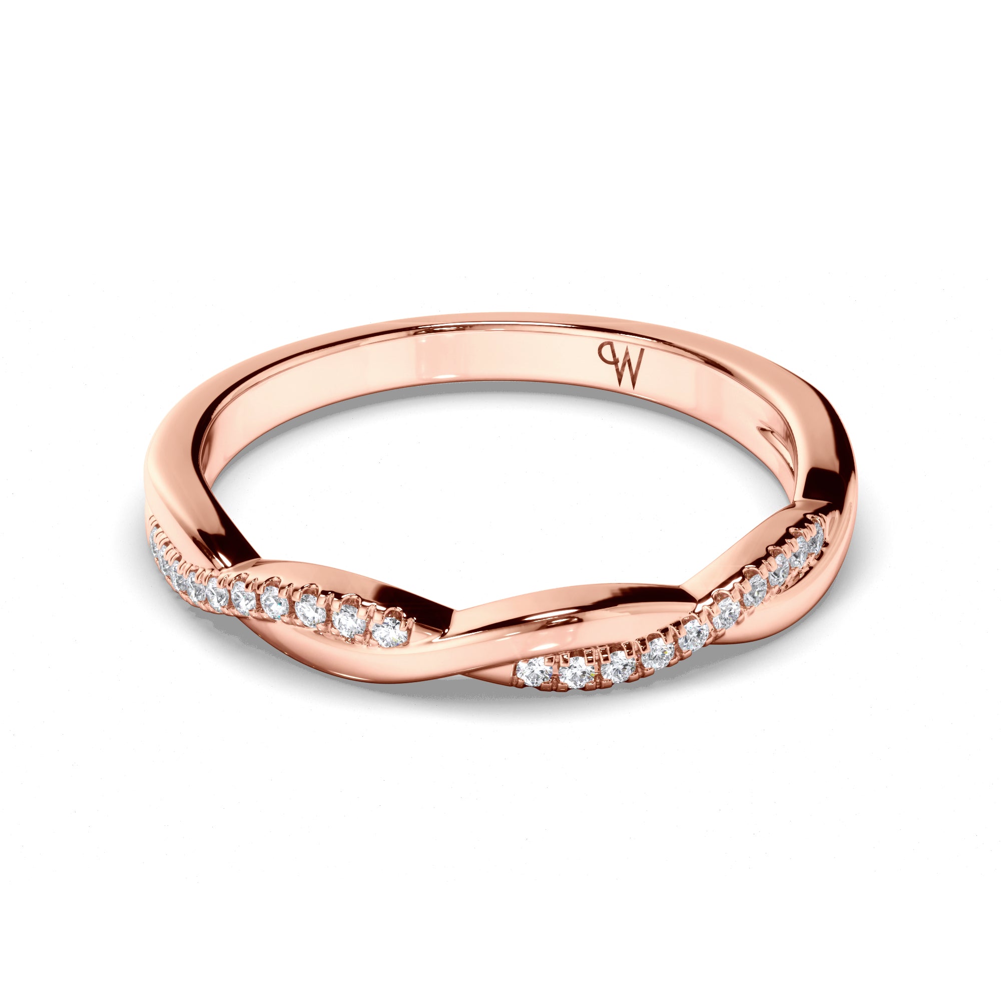 Woven Round Brilliant Cut Diamond Set Wedding Ring