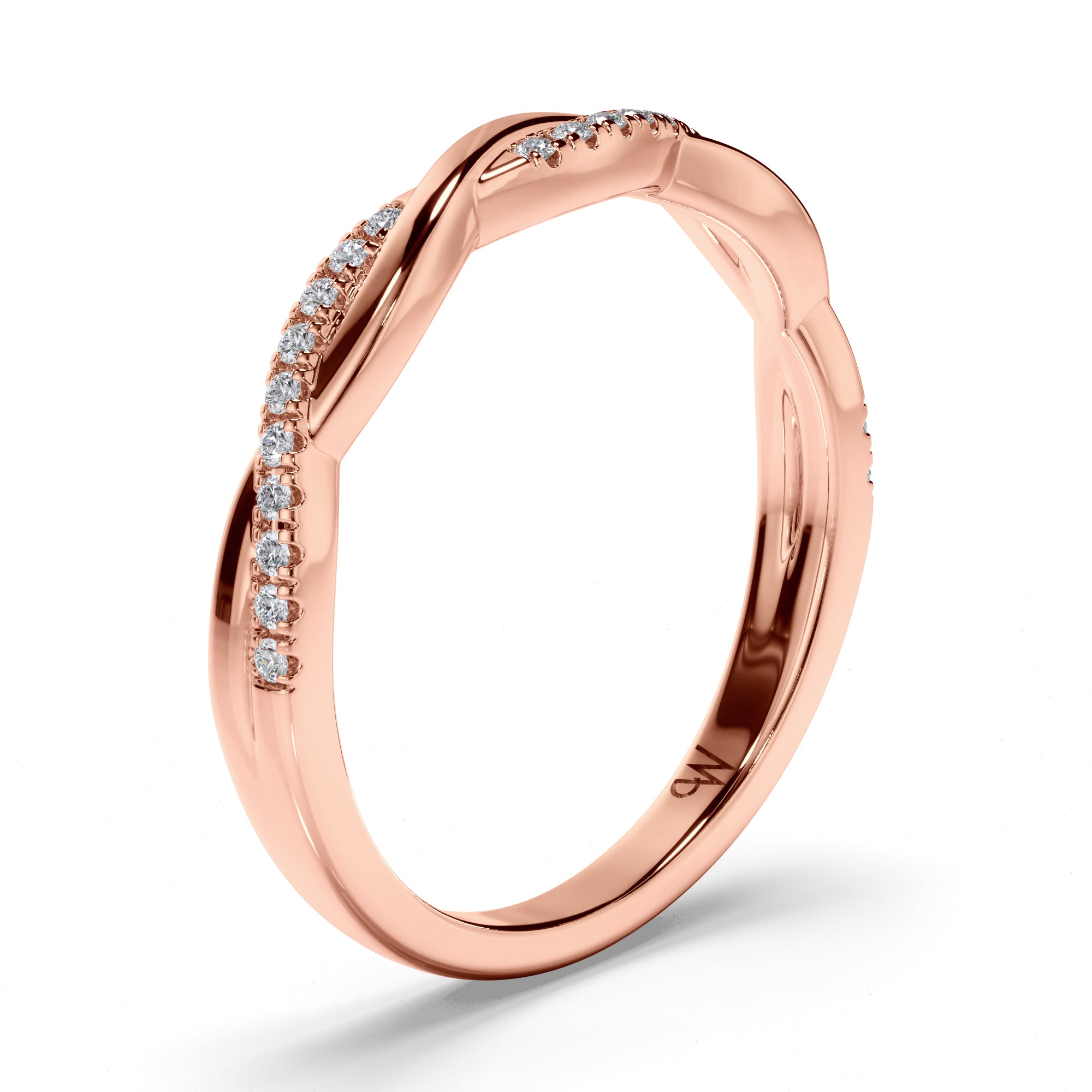 Woven Round Brilliant Cut Diamond Set Wedding Ring