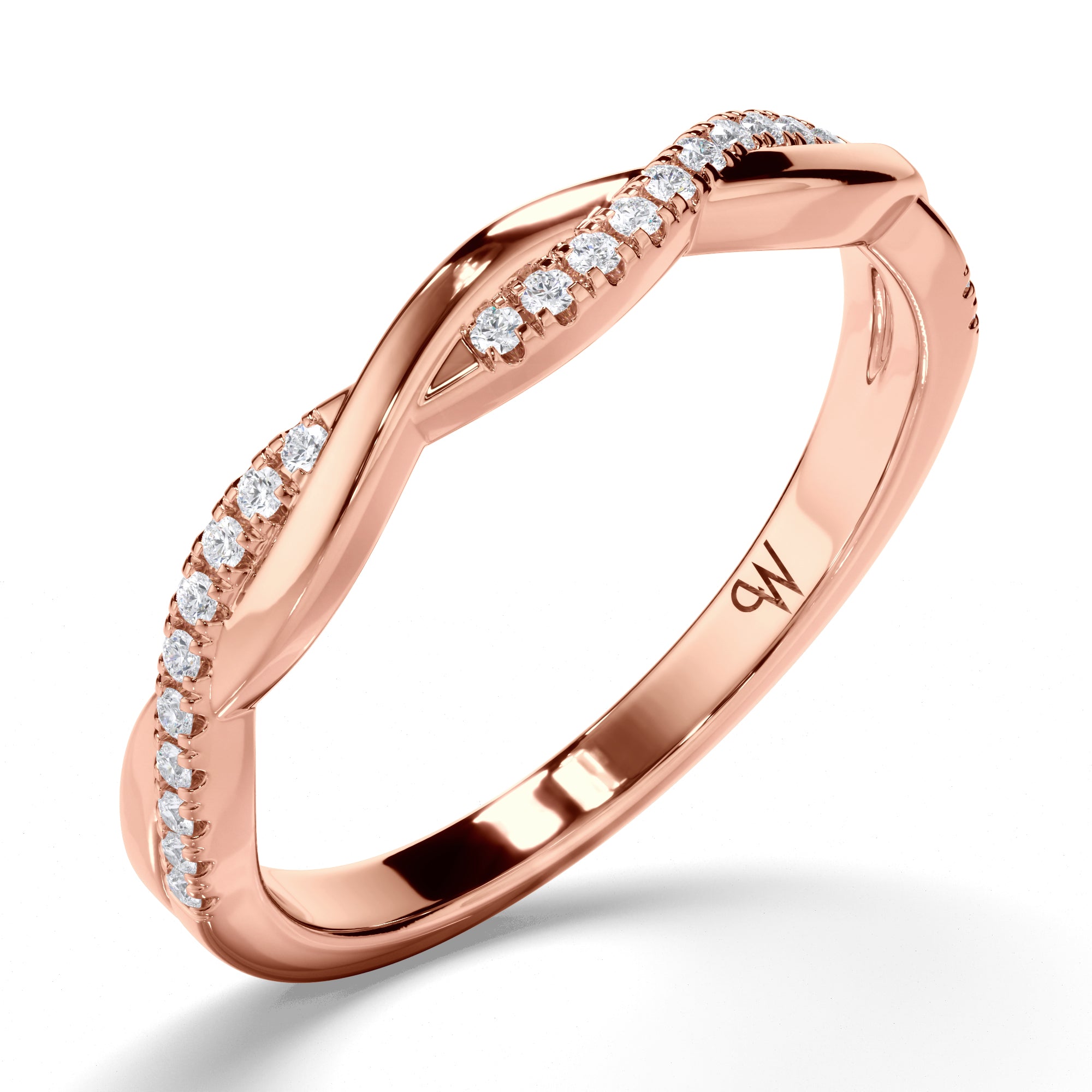 Woven Round Brilliant Cut Diamond Set Wedding Ring
