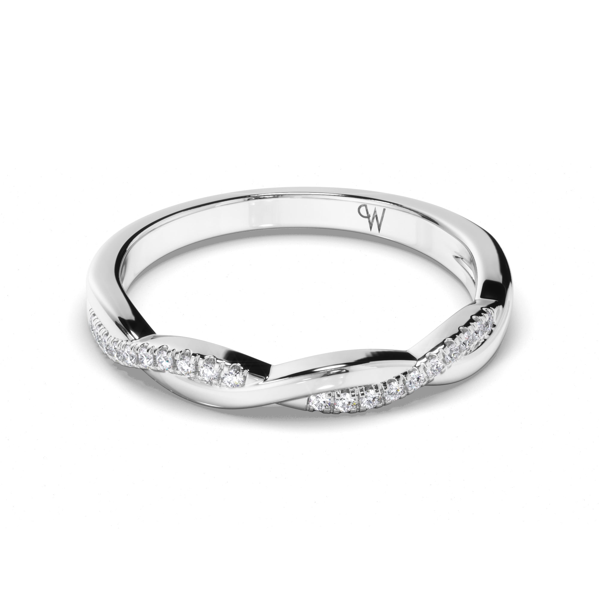 Woven Round Brilliant Cut Diamond Set Wedding Ring