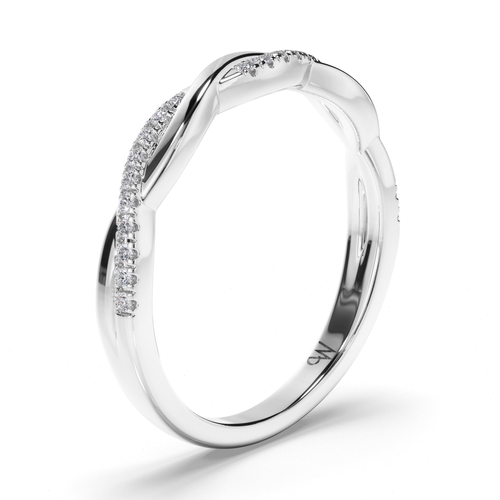 Woven Round Brilliant Cut Diamond Set Wedding Ring