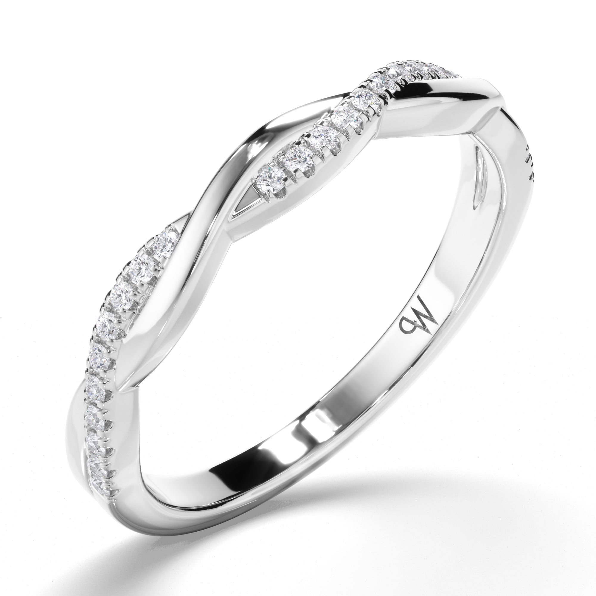 Woven Round Brilliant Cut Diamond Set Wedding Ring