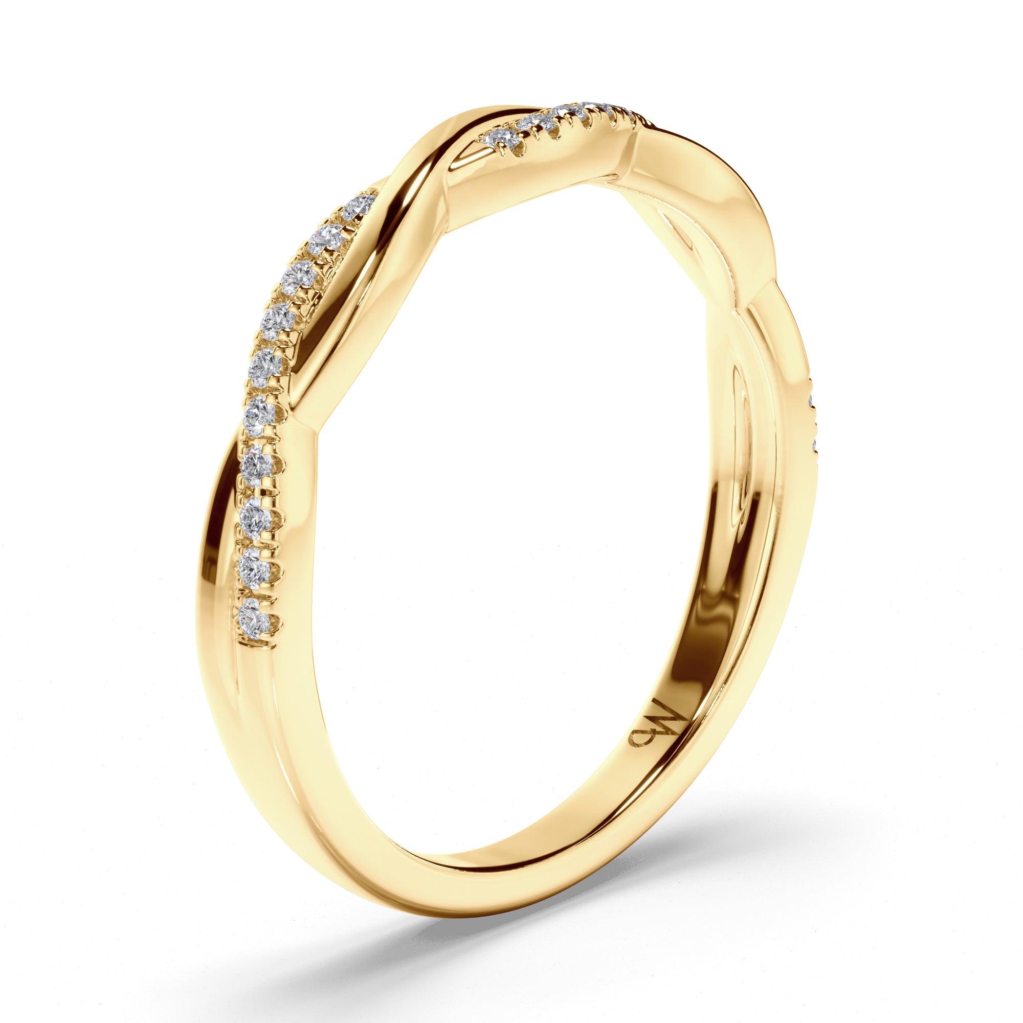 Woven Round Brilliant Cut Diamond Set Wedding Ring