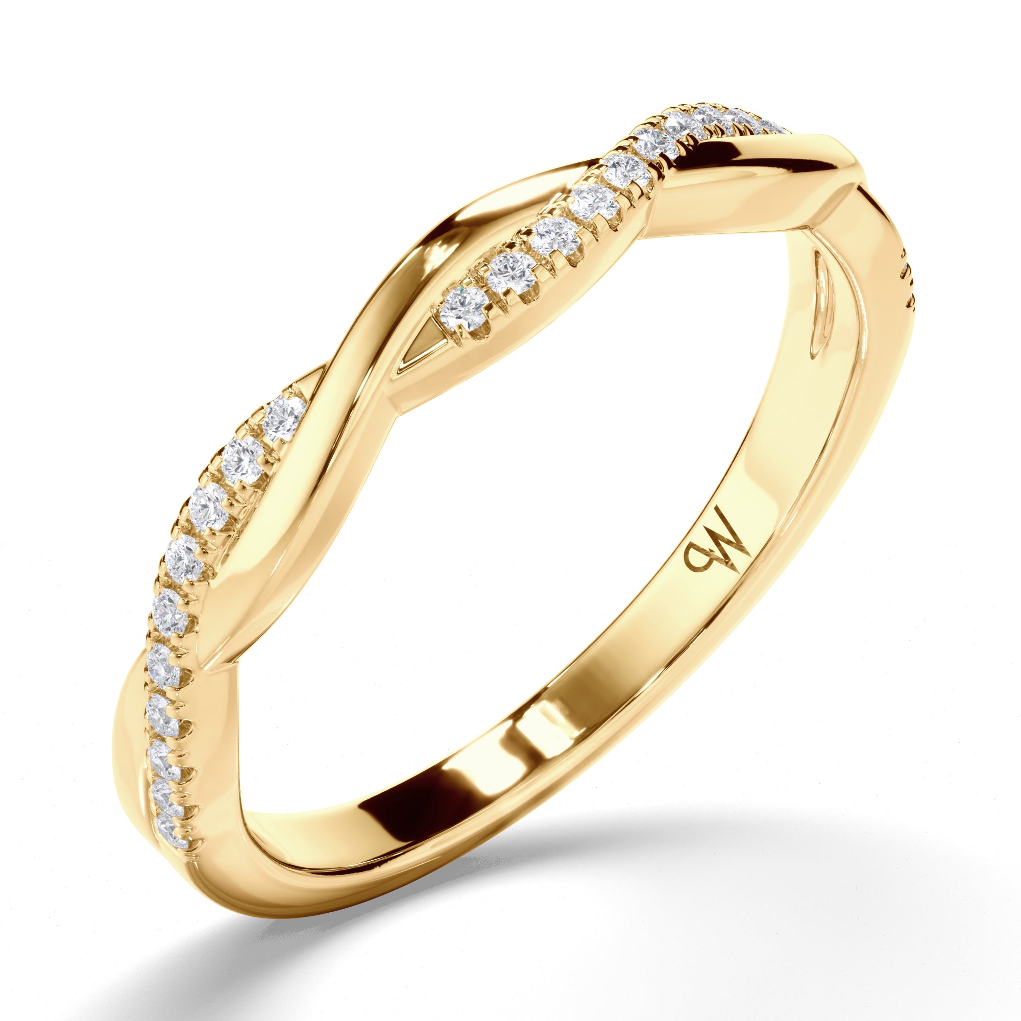 Woven Round Brilliant Cut Diamond Set Wedding Ring