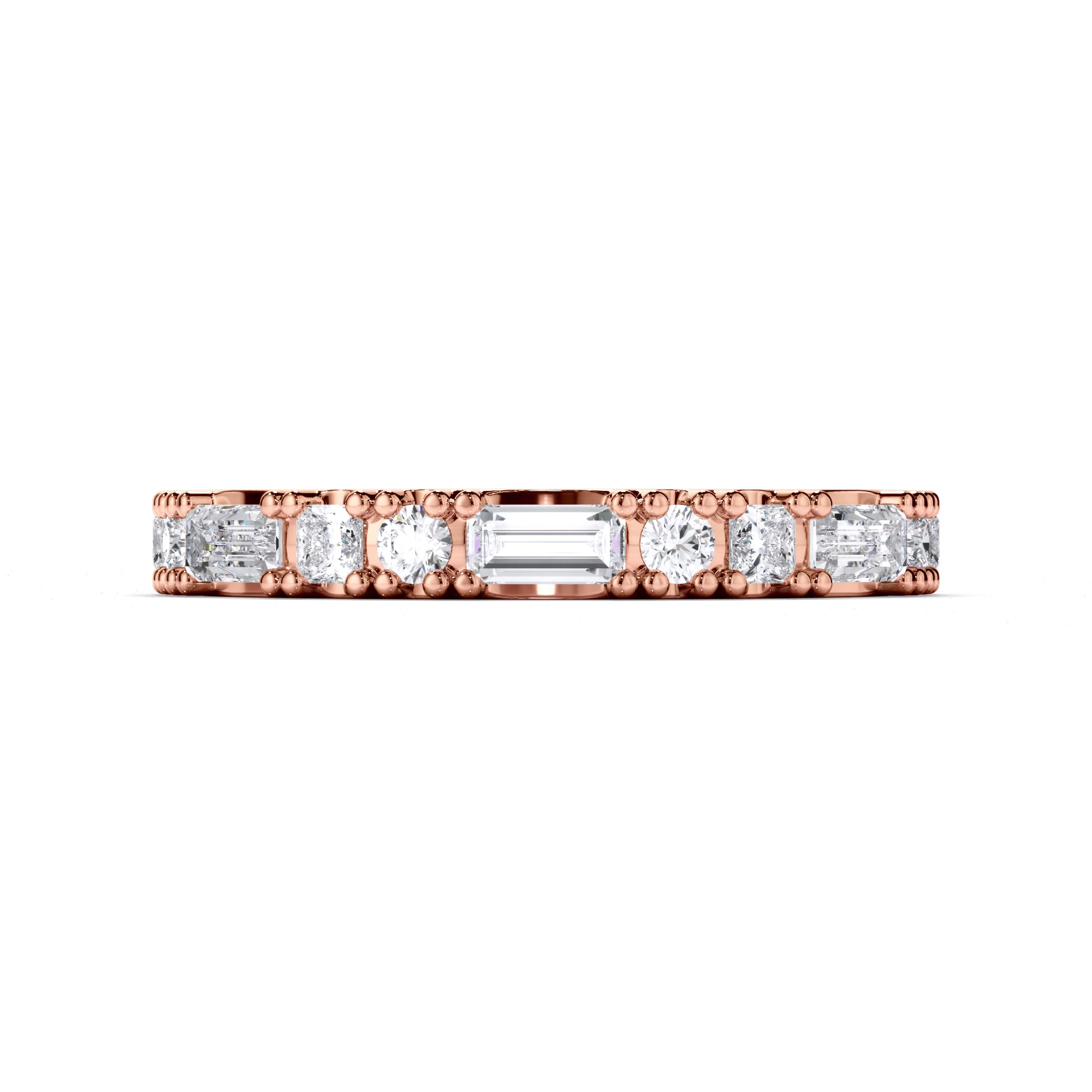 Baguette, Princess and Round Brilliant Cut Diamond Wedding Ring